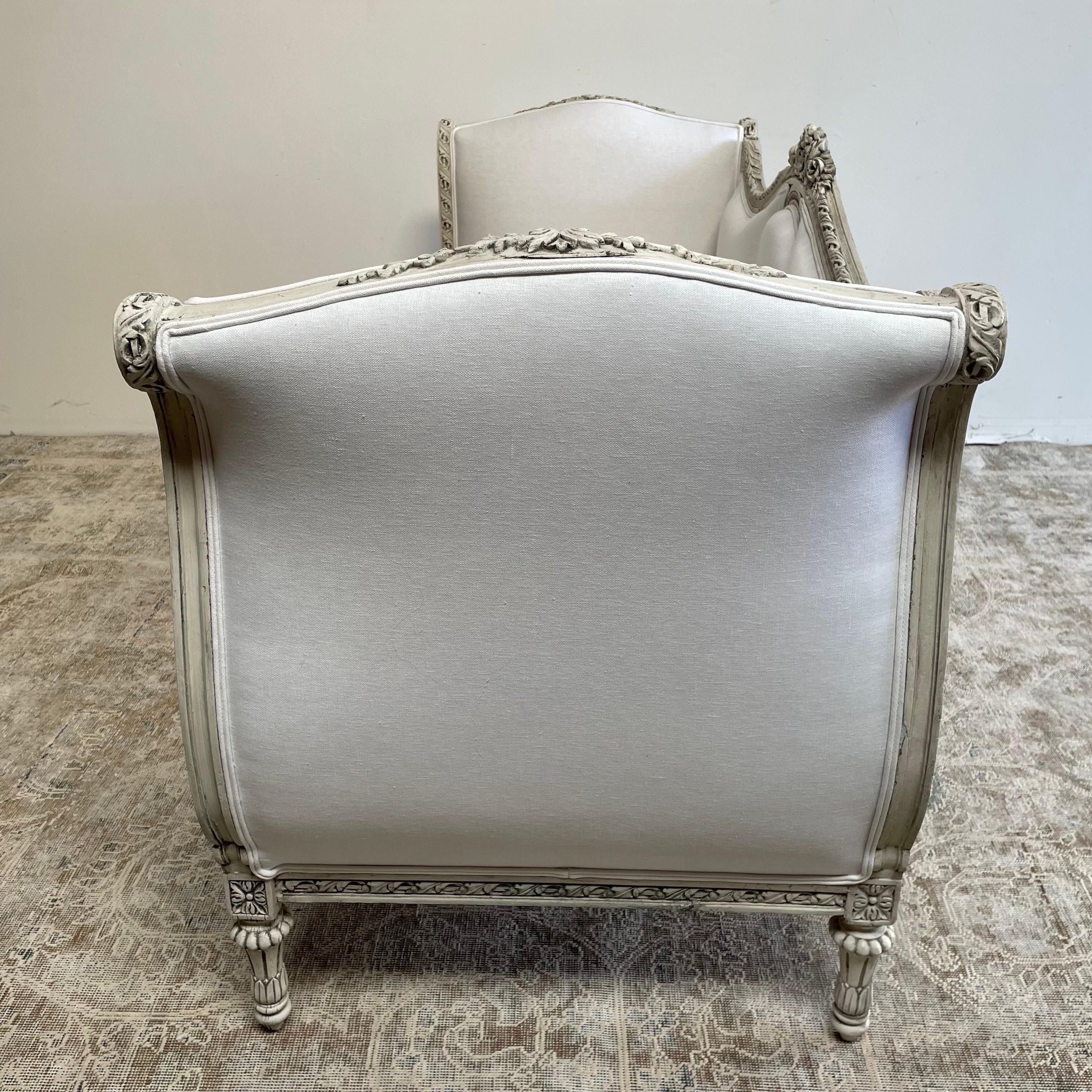 Vintage Painted and Upholstered Louis XVI Style Sofa 12