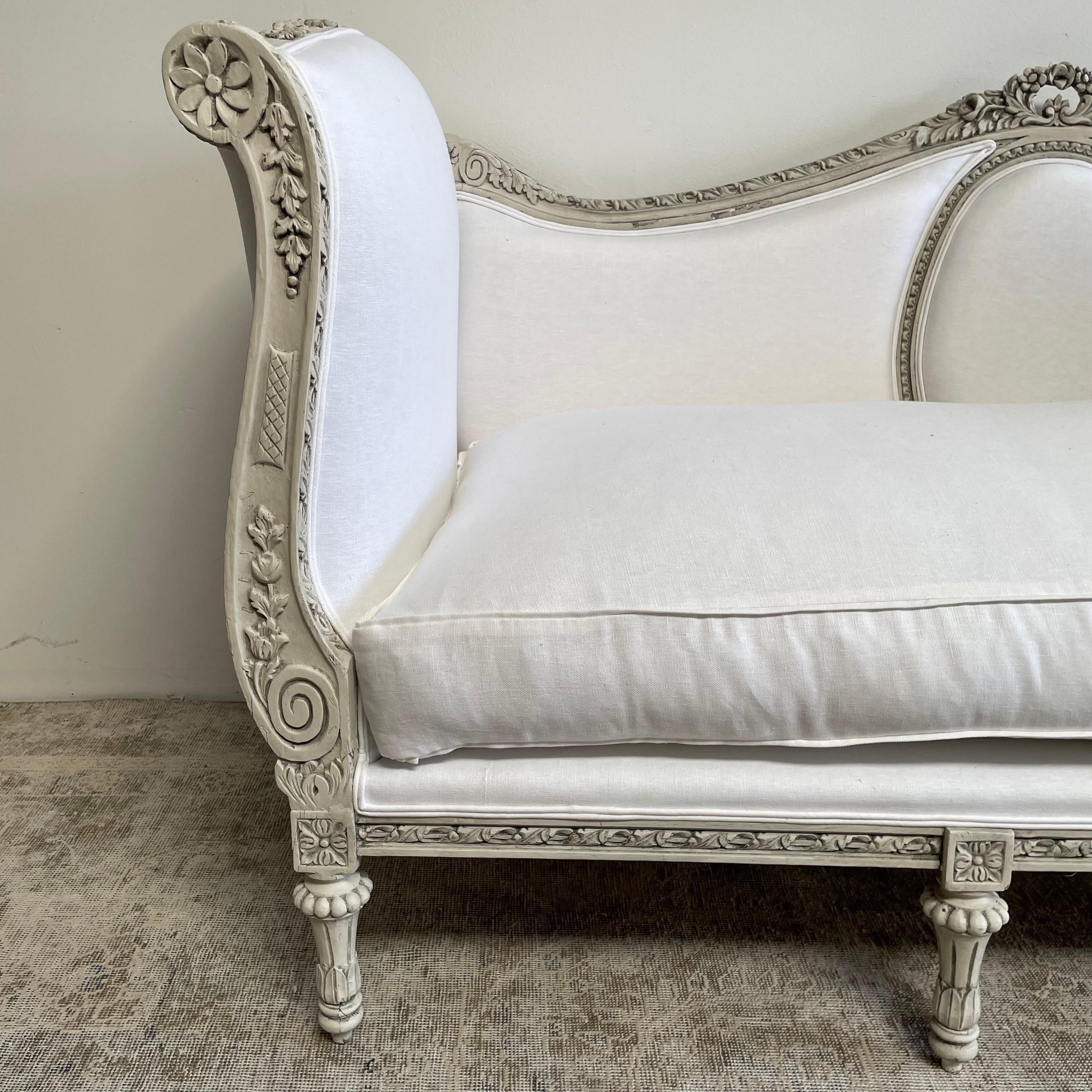 20th Century Vintage Painted and Upholstered Louis XVI Style Sofa