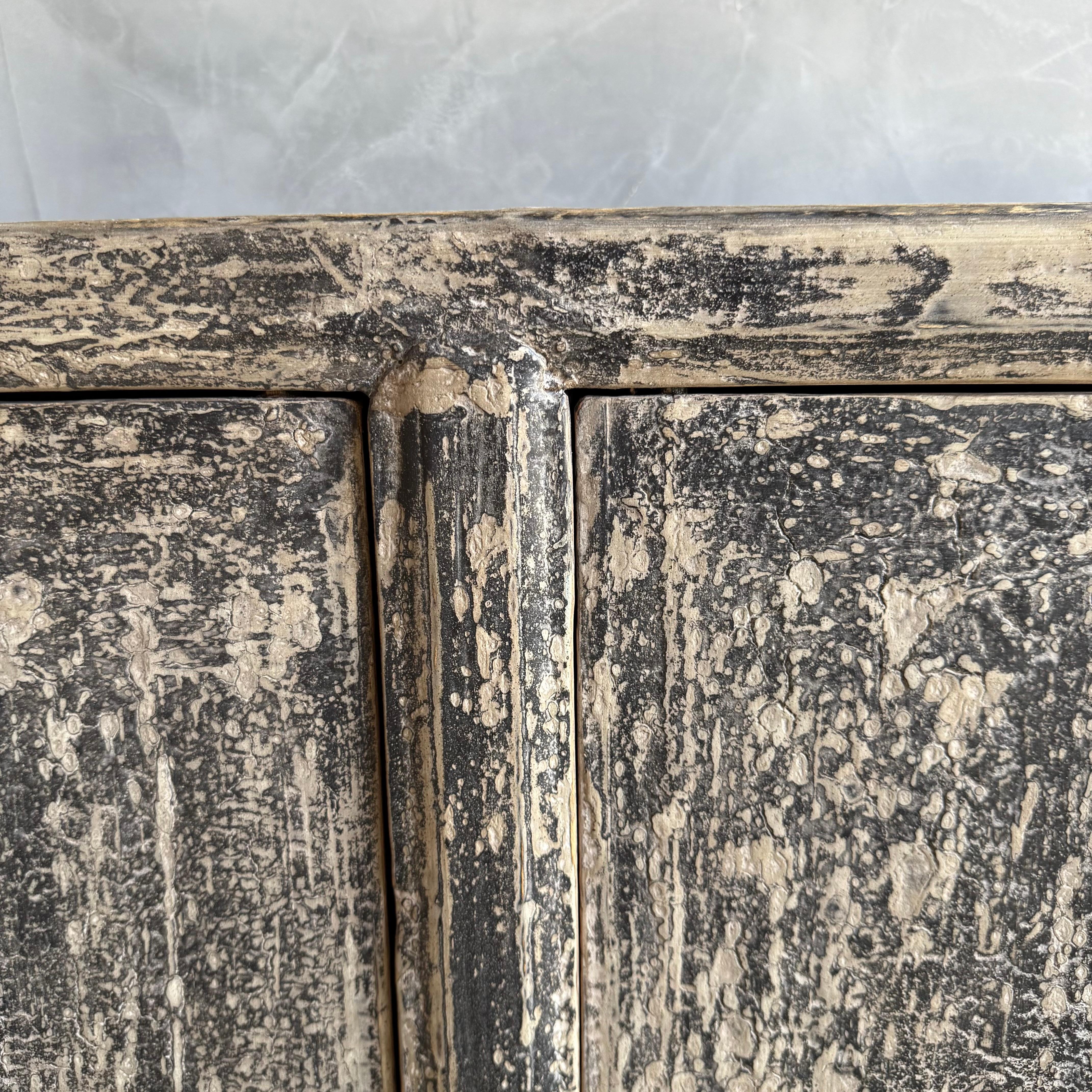 Vintage Painted Black Elm Wood Cabinet or Sideboard 51.5