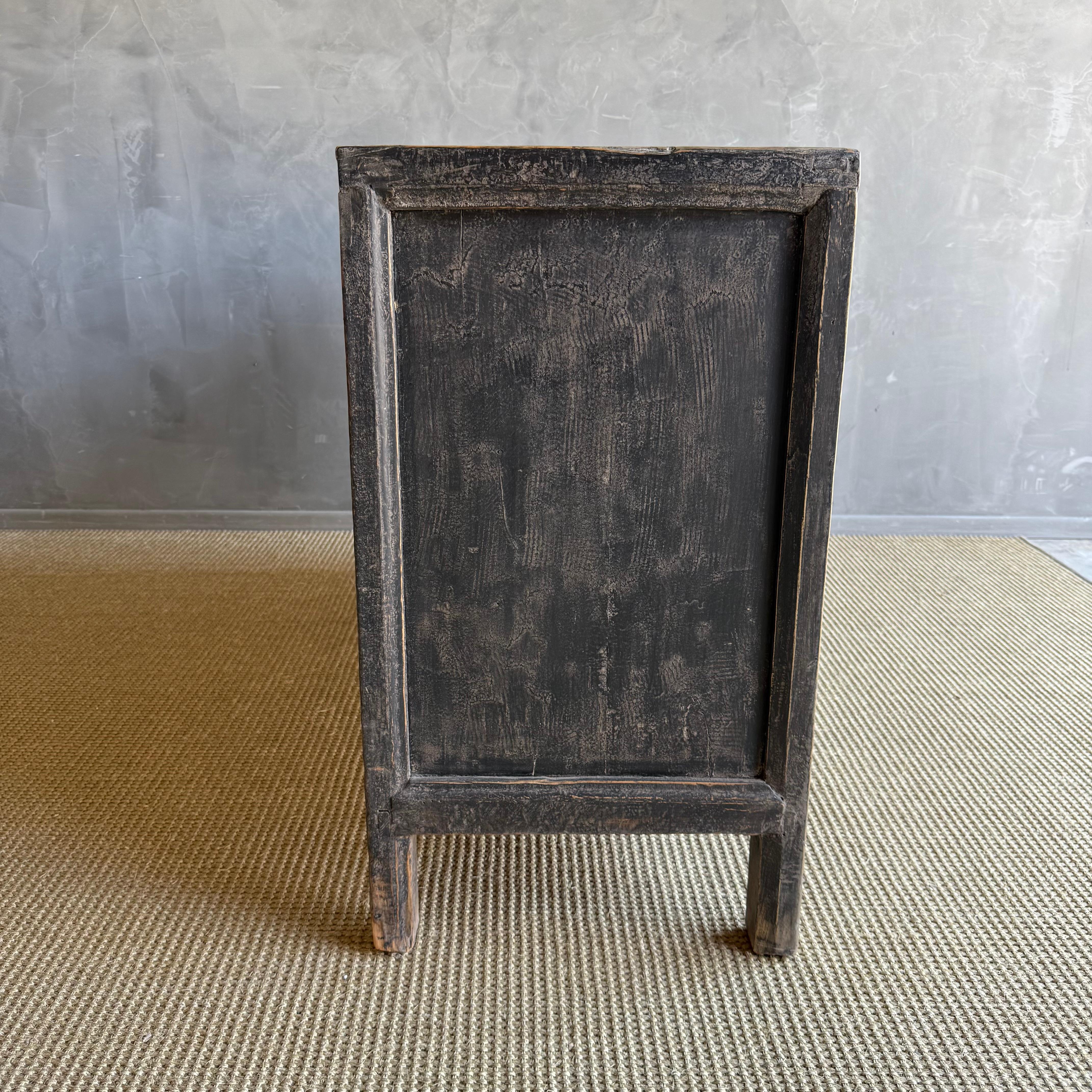 Vintage Painted Black Elm Wood Cabinet or Sideboard 51.5