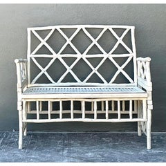 Vintage Painted Branch Trellis Bench