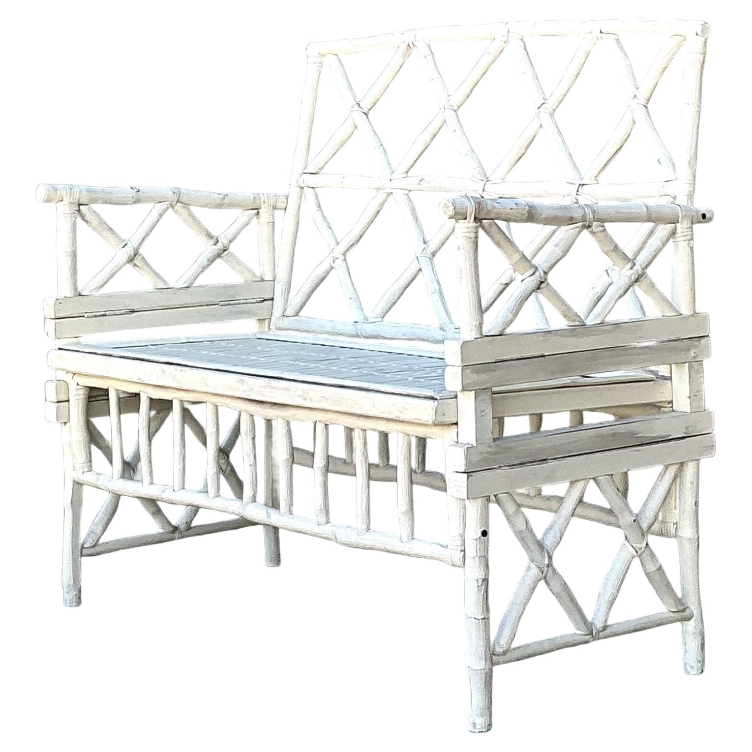 Vintage Painted Branch Trellis Bench