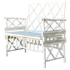 Vintage Painted Branch Trellis Bench