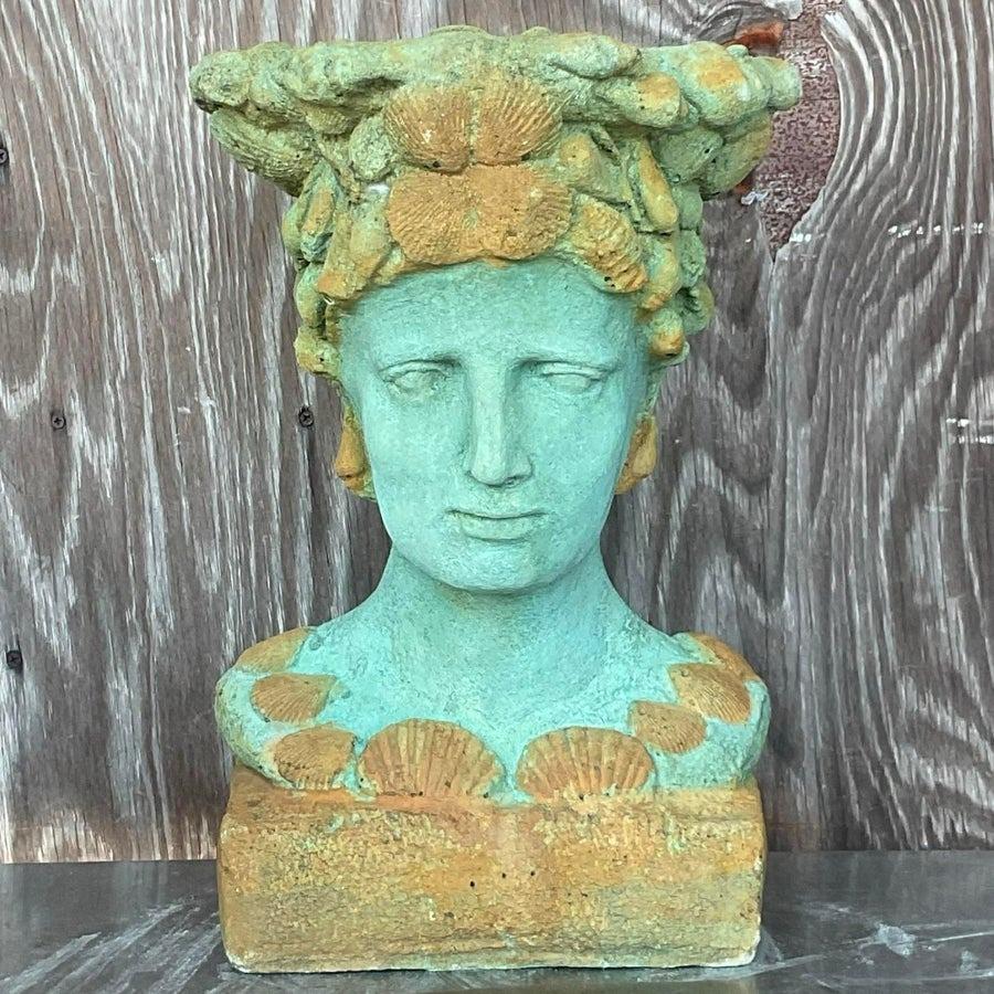 Vintage gemalt Guss Beton Büste Pflanzer (amerikanisch) im Angebot