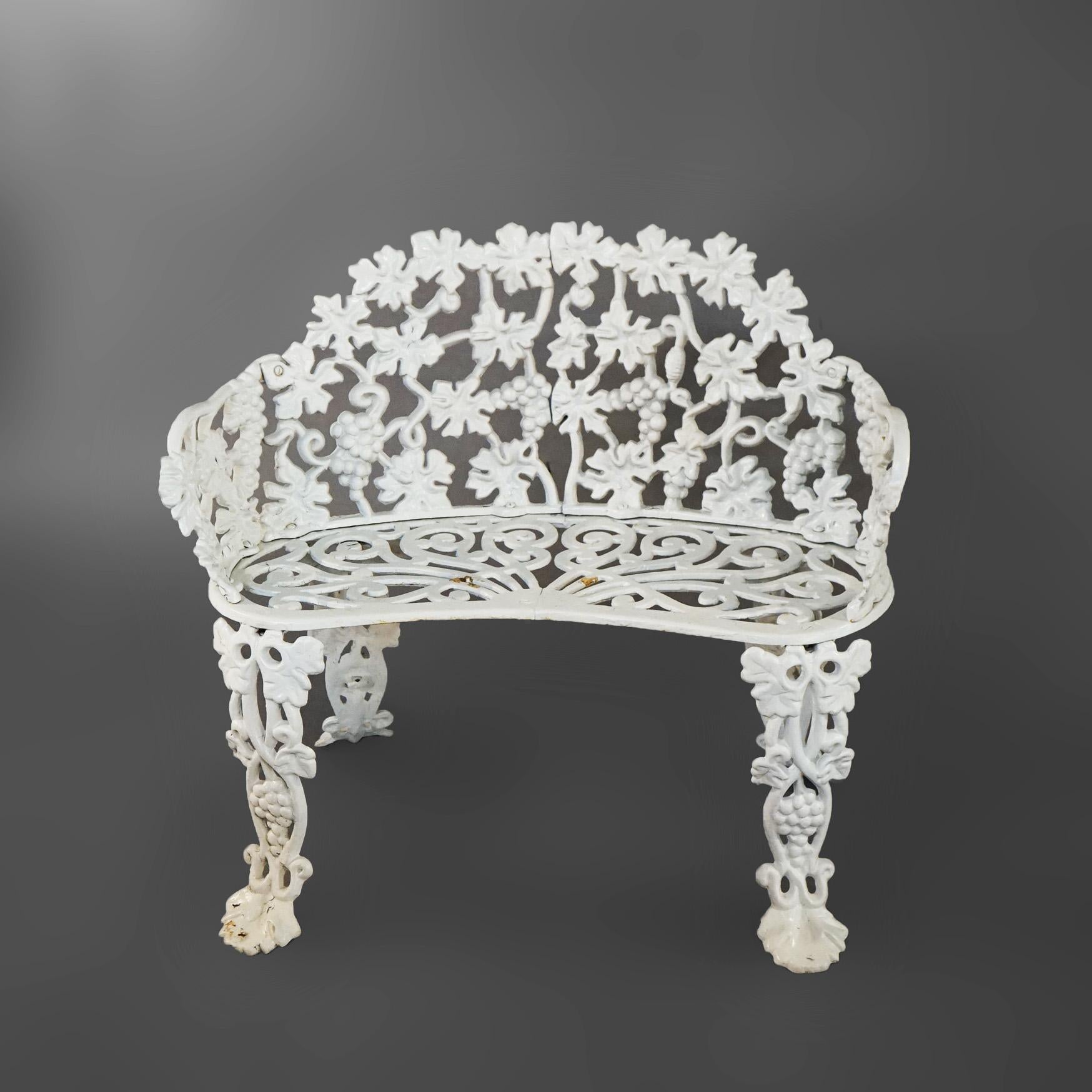 ***Reduced Delivery Rates - See Below or Click “Ask The Seller” to Request a Quote***

Vintage Painted Cast Iron Grape & Leaf Garden Settee with Stylized Paw Feet C1940

Measures - 28.5