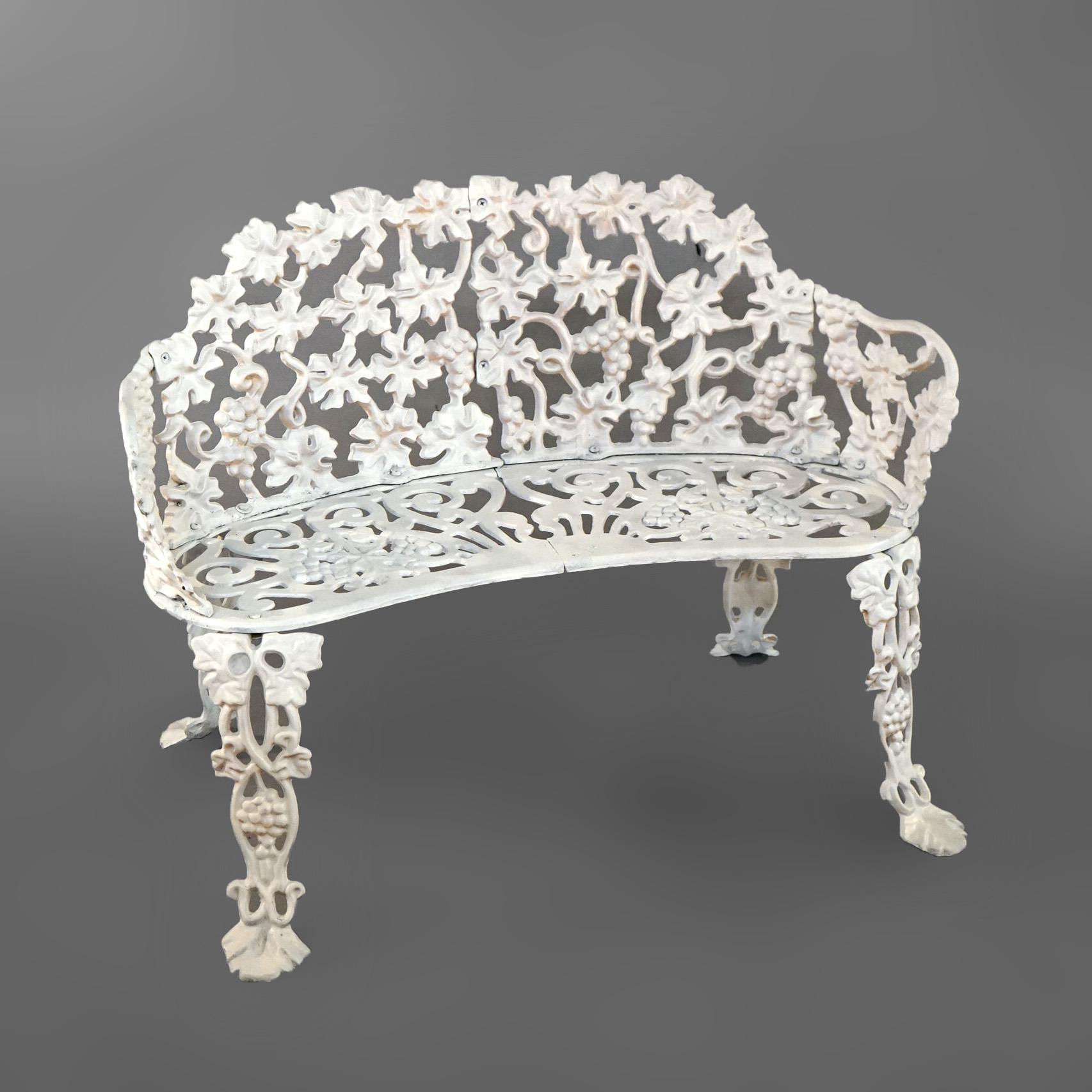 ***Reduced Delivery Rates - See Below or Click “Ask The Seller” to Request a Quote***

Vintage Painted Cast Iron Grape & Leaf Garden Settee with Stylized Paw Feet C1940

Measures - 28.25