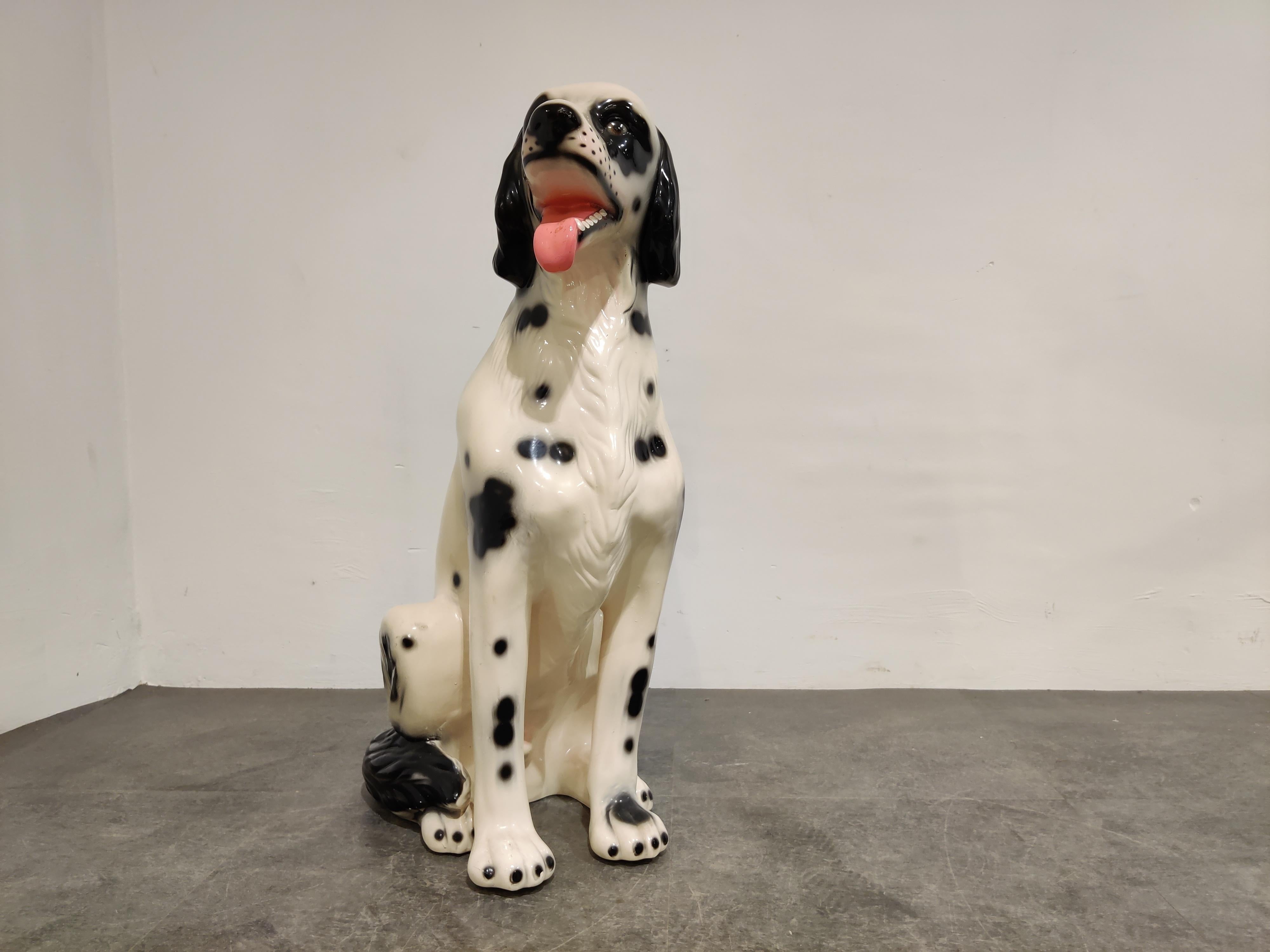 Hollywood Regency Vintage Painted Ceramic Dalmatian Dog, 1970s