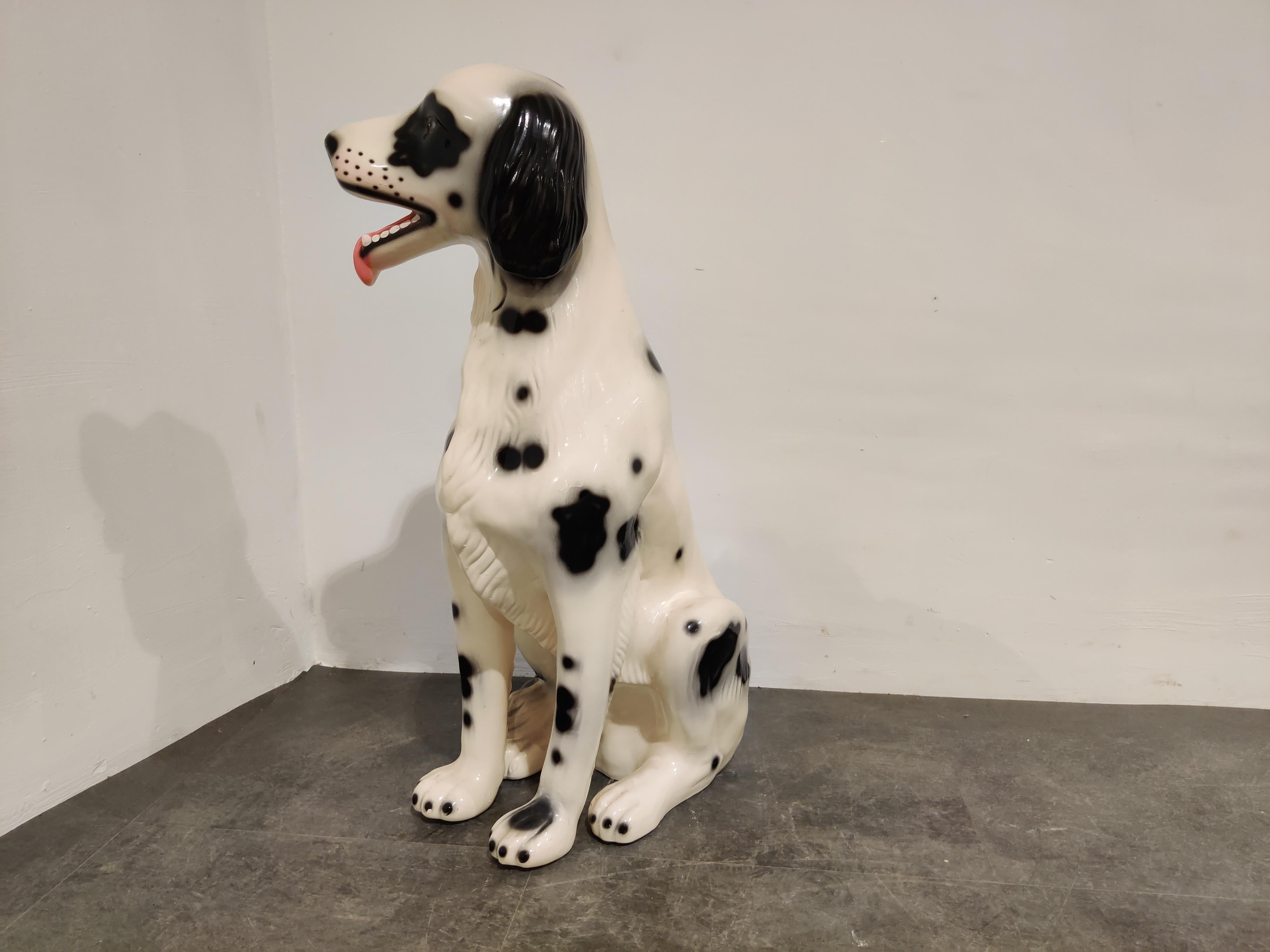 Italian Vintage Painted Ceramic Dalmatian Dog, 1970s