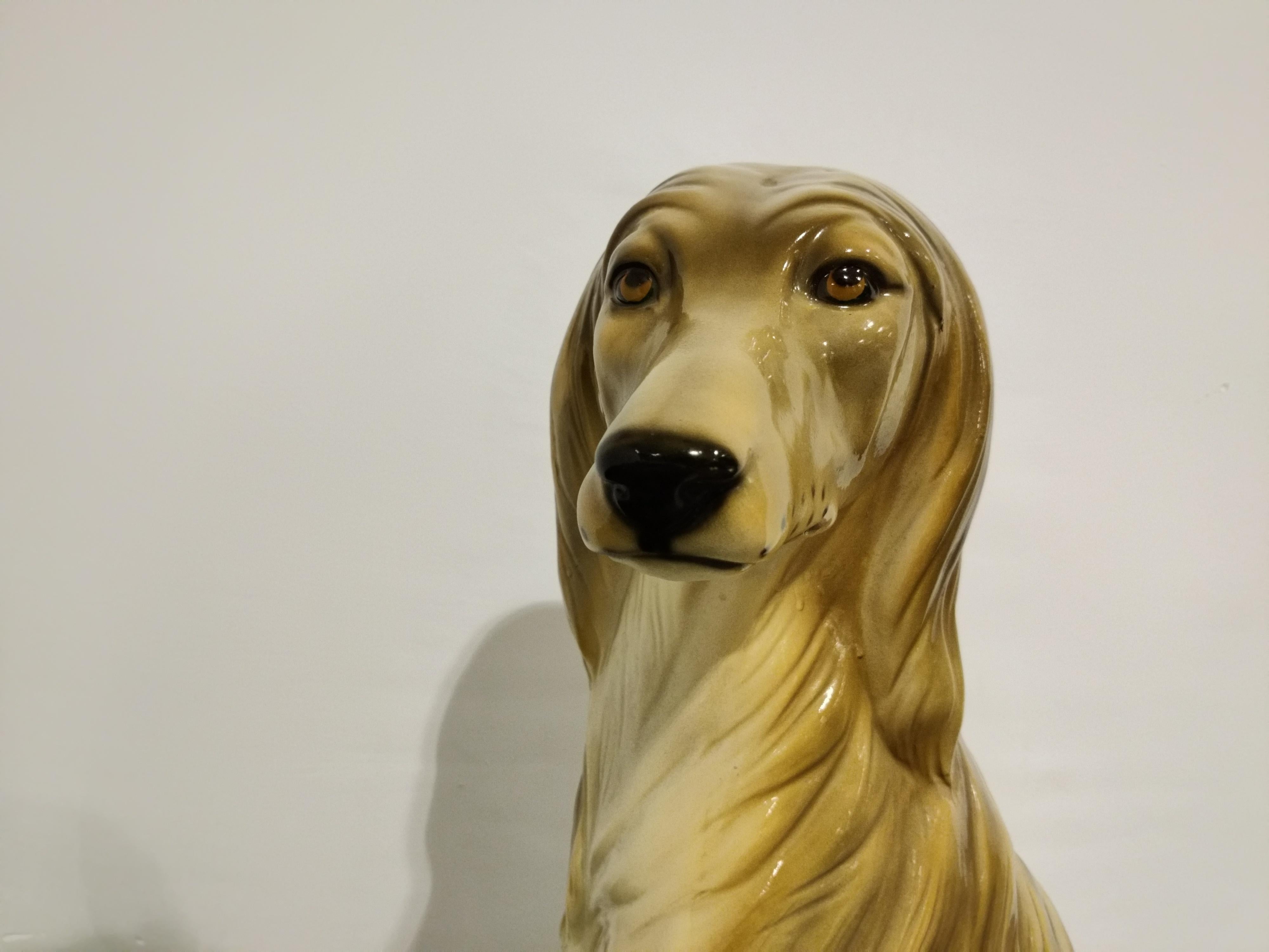 Vintage Painted Ceramic Dog Sculpture, 1960s 1