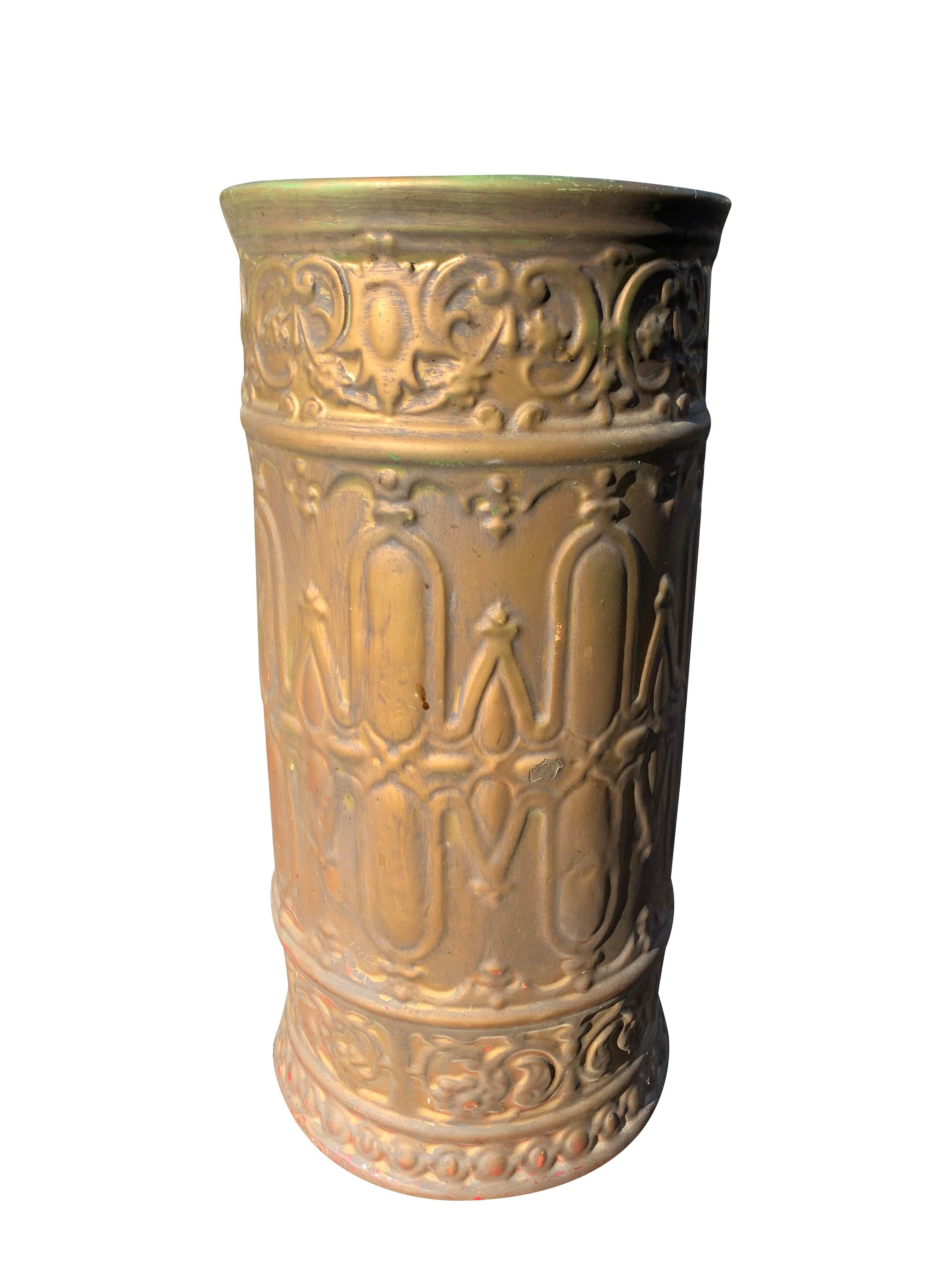 Vintage gemalt Keramik Umbrella Stand in Gold im Angebot 5