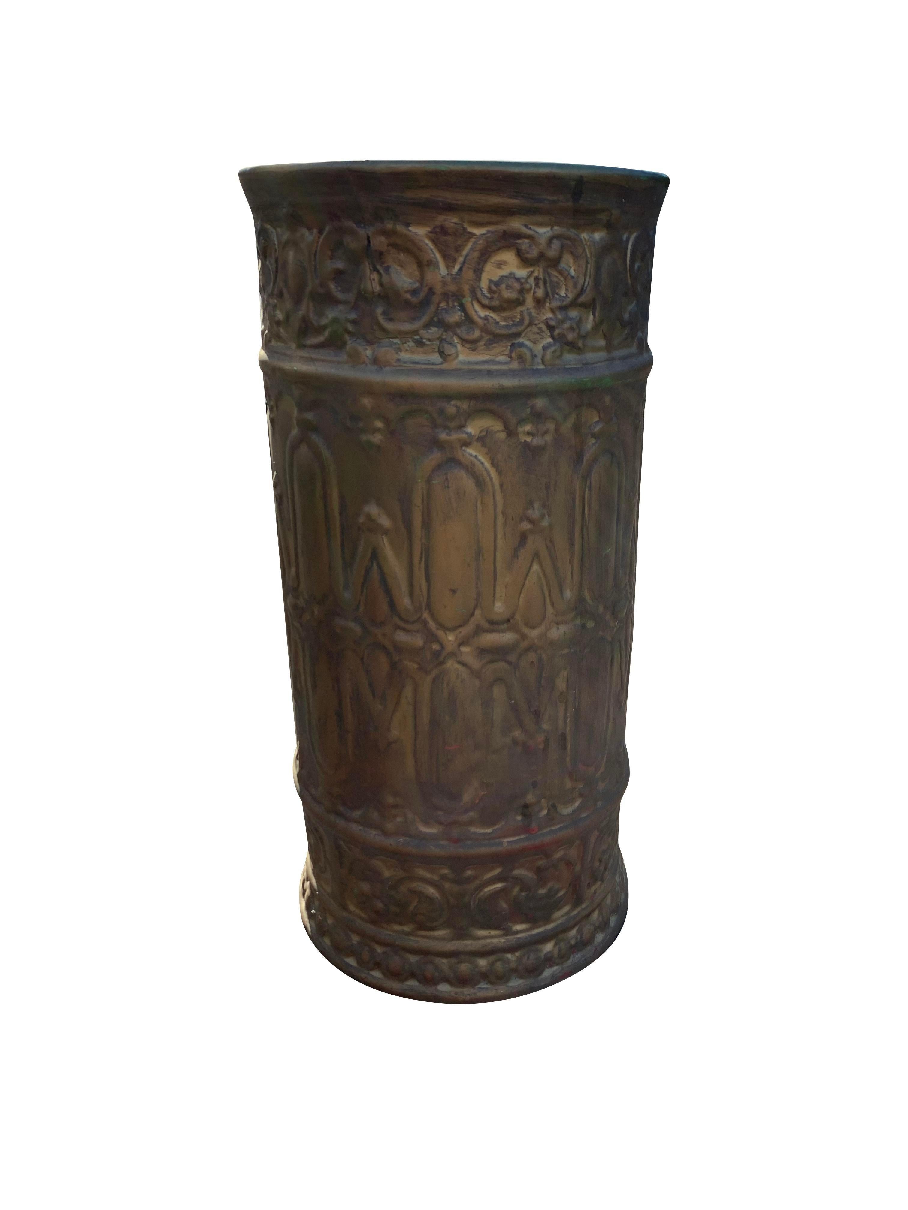 Vintage gemalt Keramik Umbrella Stand in Gold im Angebot 2