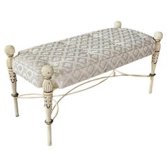 Vintage Painted Decorative Metal Bench or Stool