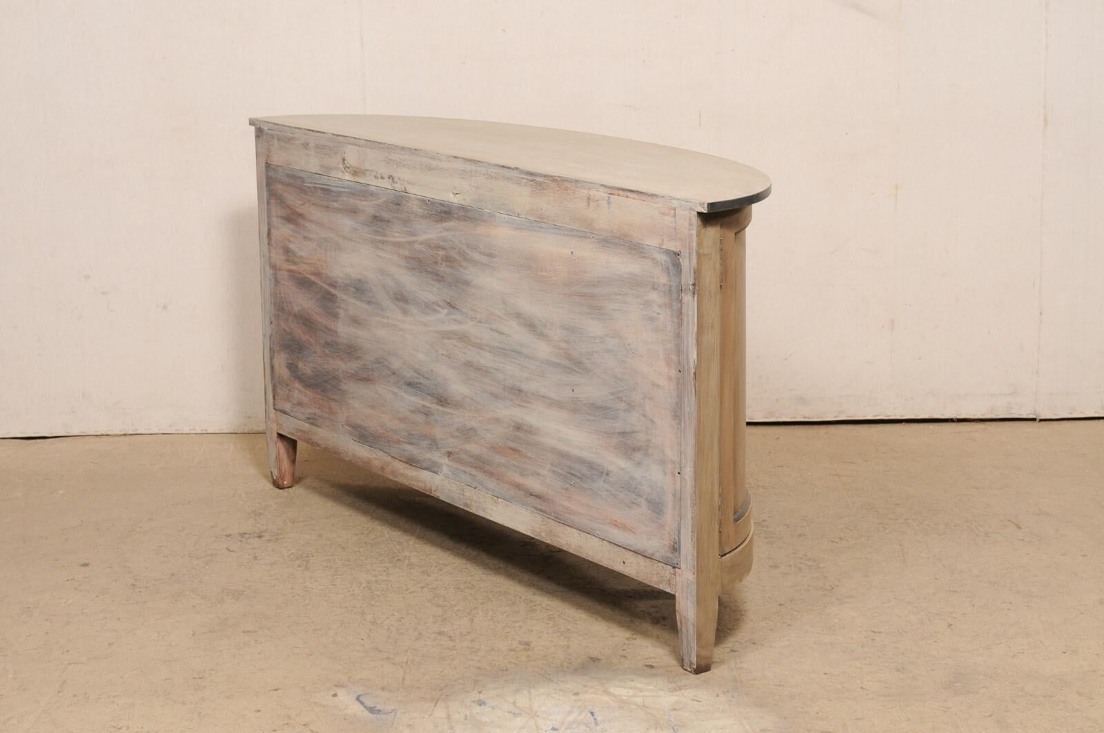 Vintage Painted Demi-Lune Console Cabinet, Clean Lines In Good Condition In Atlanta, GA