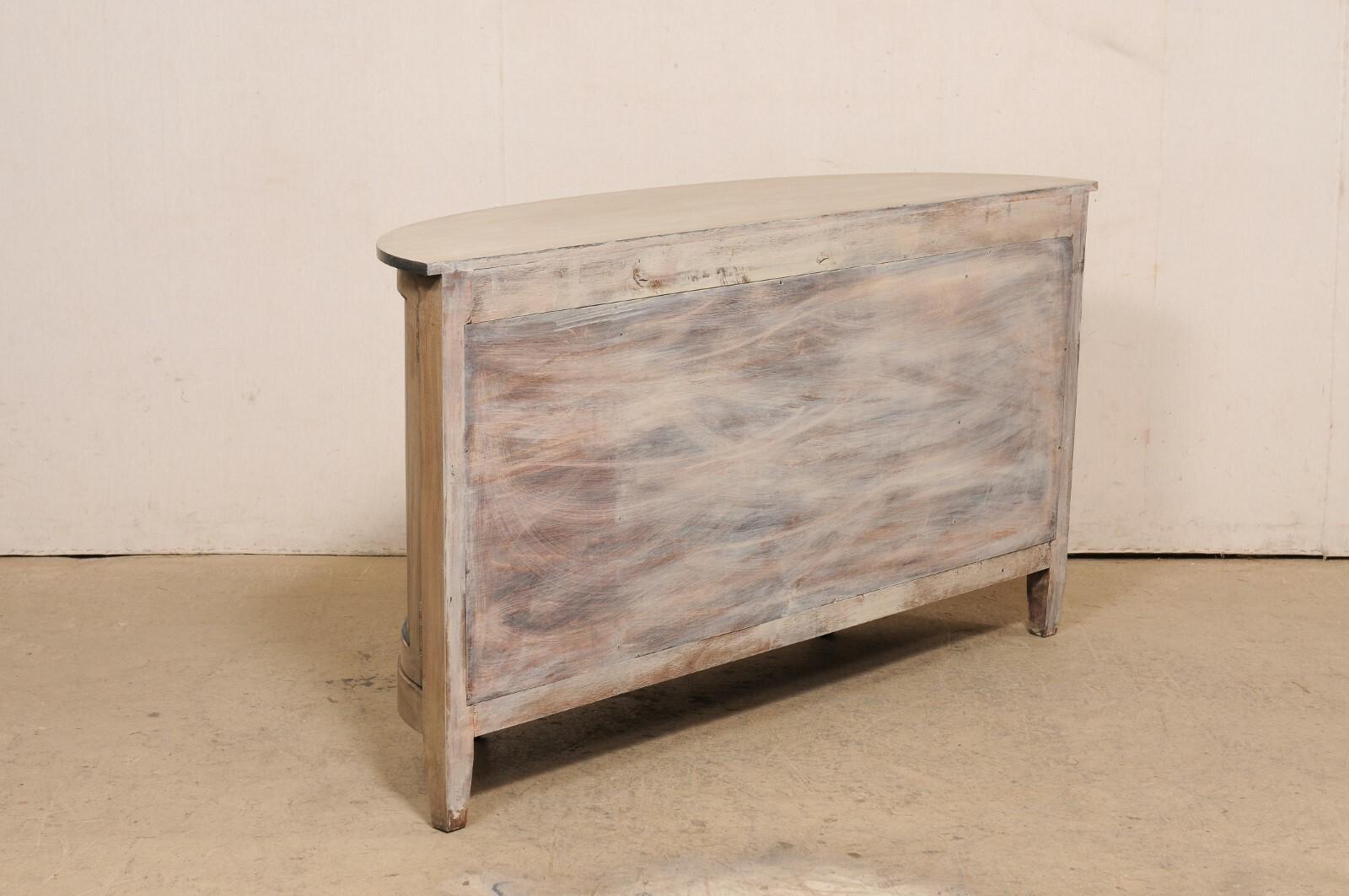 Wood Vintage Painted Demi-Lune Console Cabinet, Clean Lines
