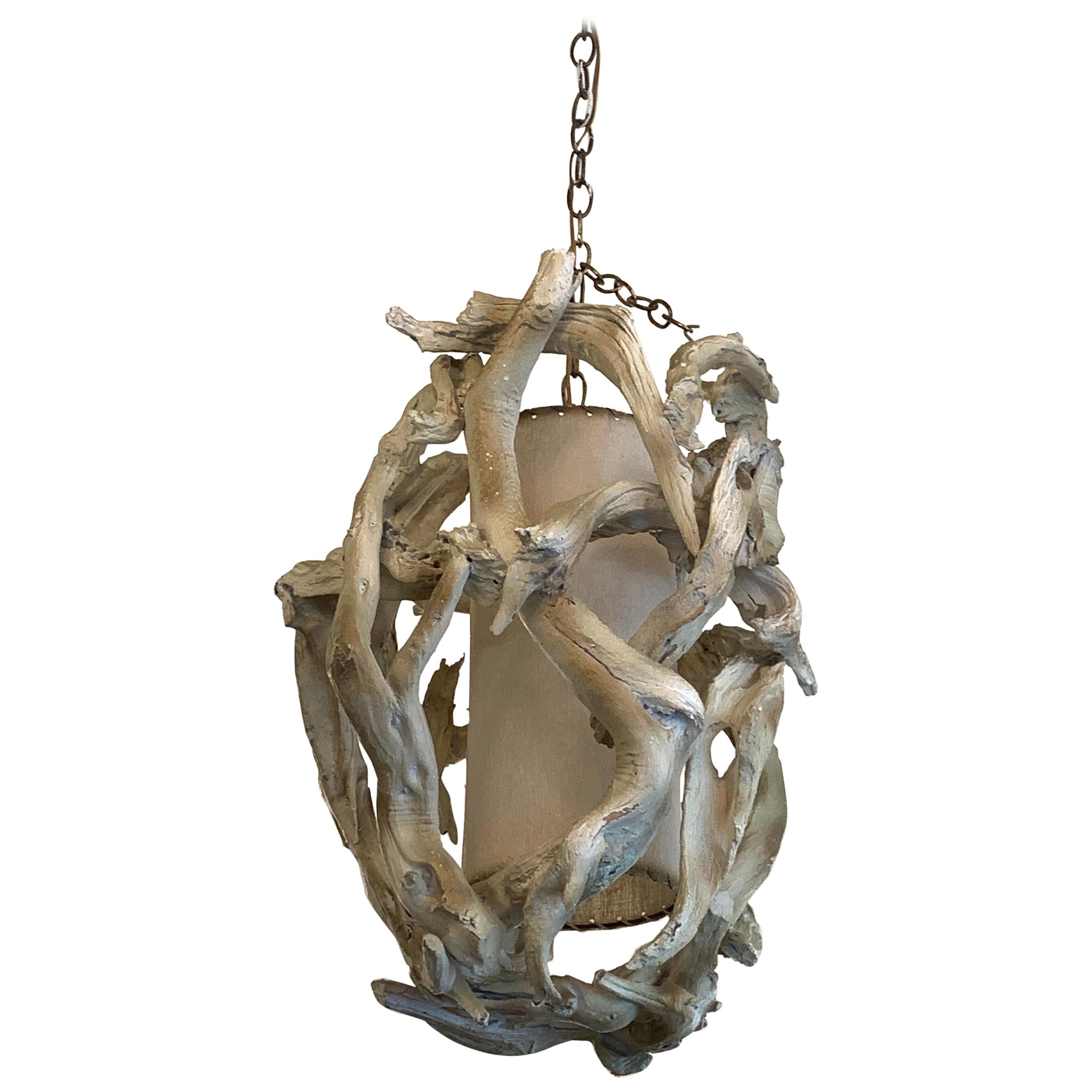 Vintage Painted Driftwood Hanging Light