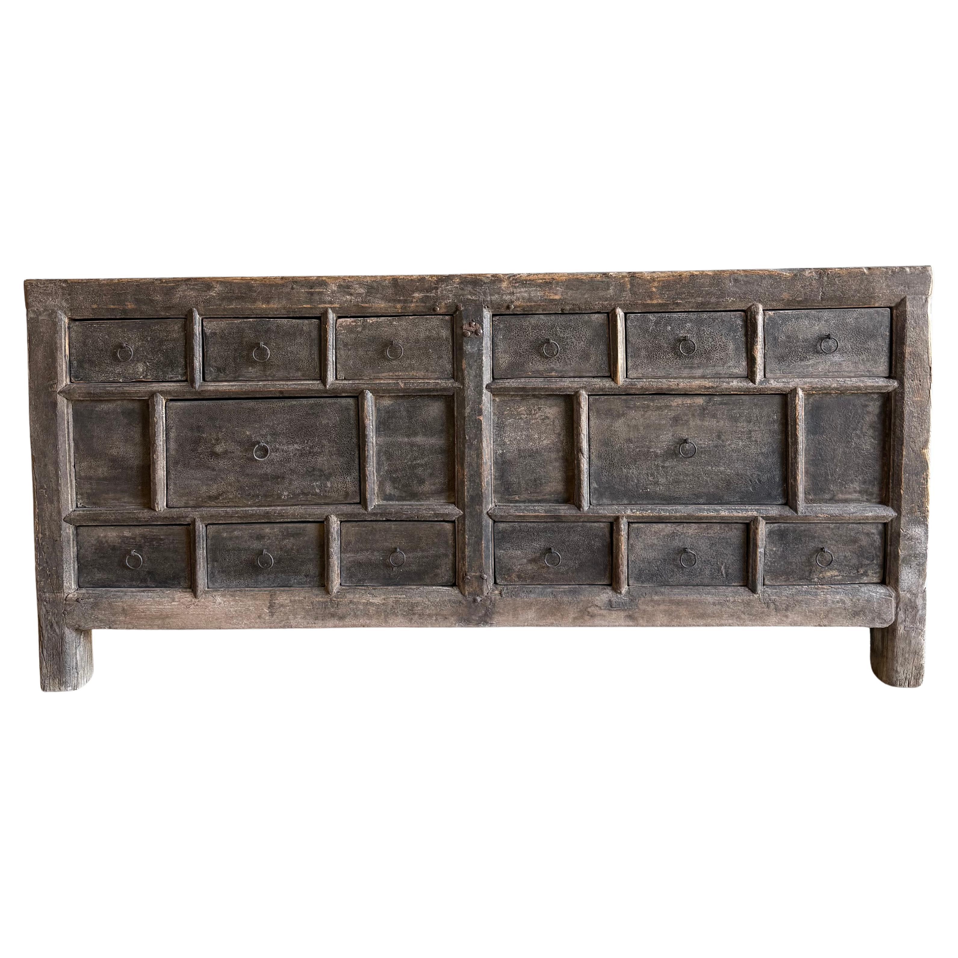 Armario de Madera de Olmo Pintado Vintage con Cajones 71
