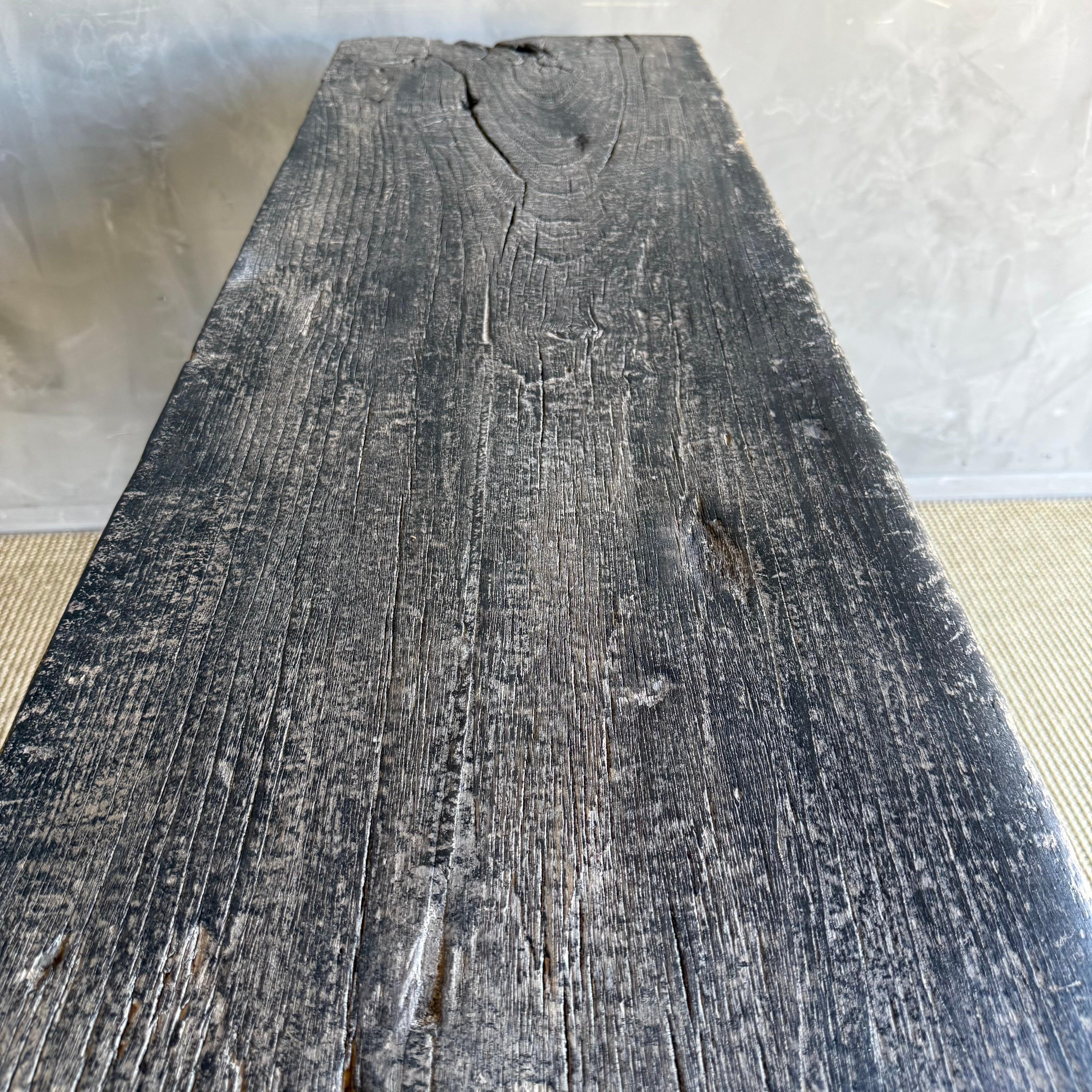 Vintage Painted Elm Wood Console Table with Drawers 73