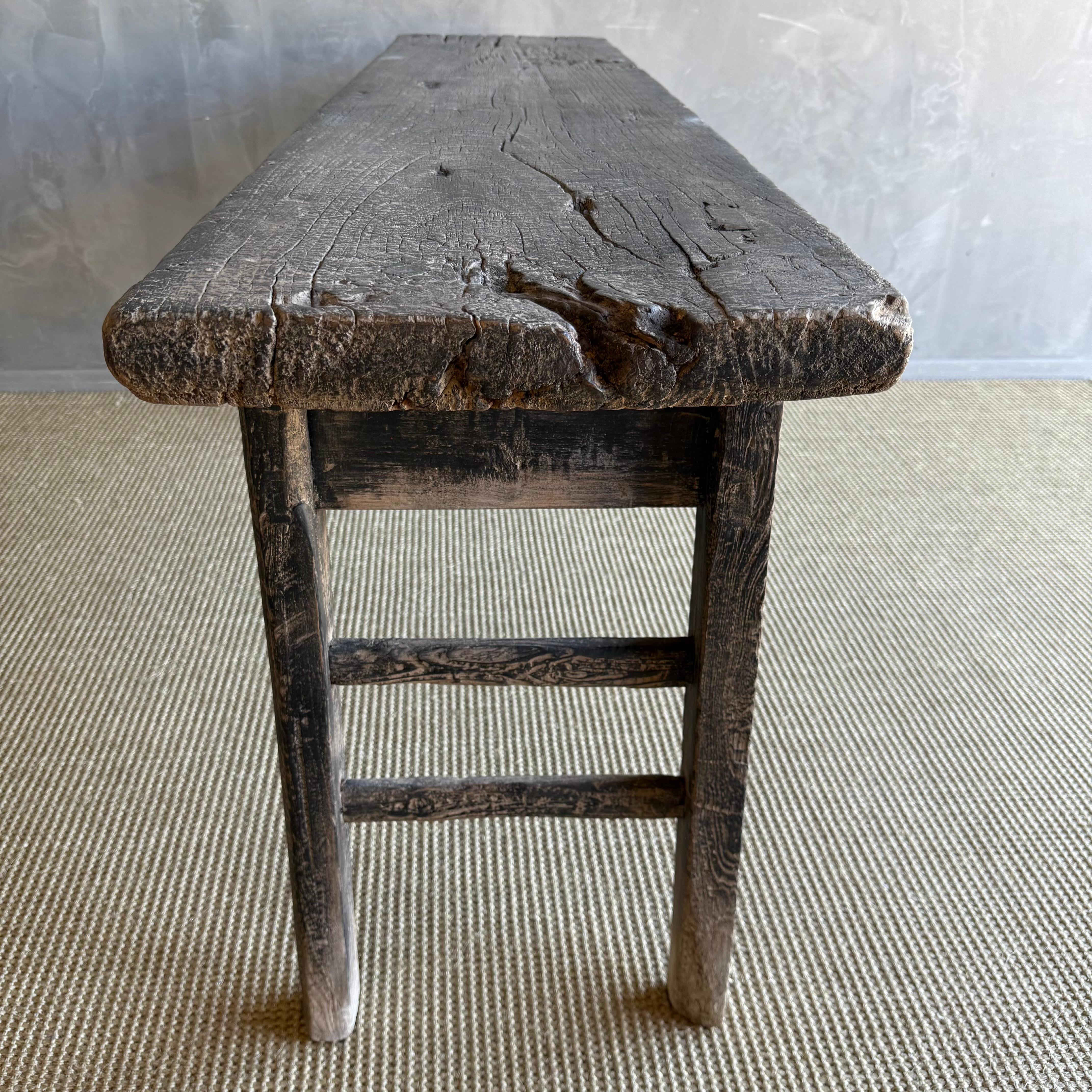Vintage Painted Elm Wood Console Table with Drawers 73
