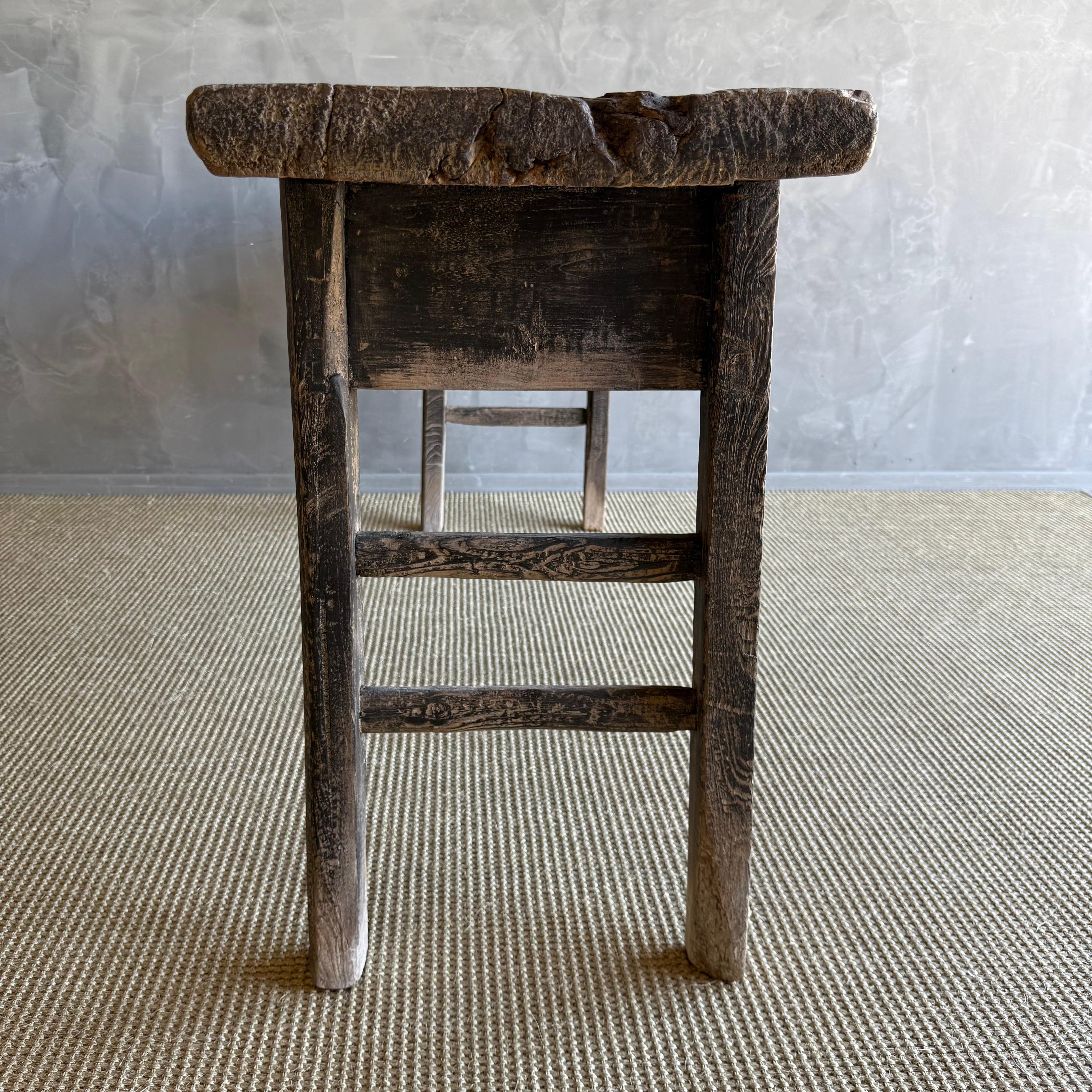 Vintage Painted Elm Wood Console Table with Drawers 73