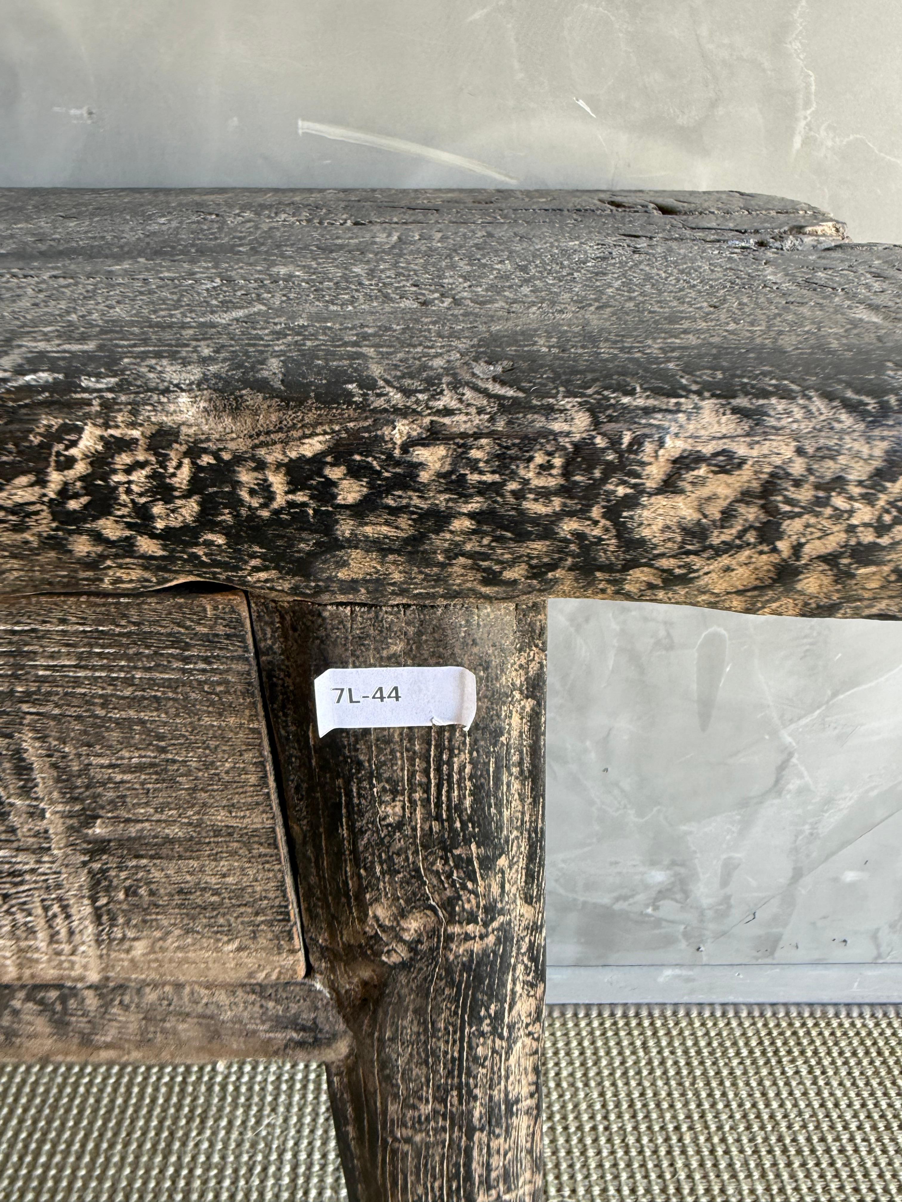 Vintage Painted Elm Wood Console Table with Drawers 73