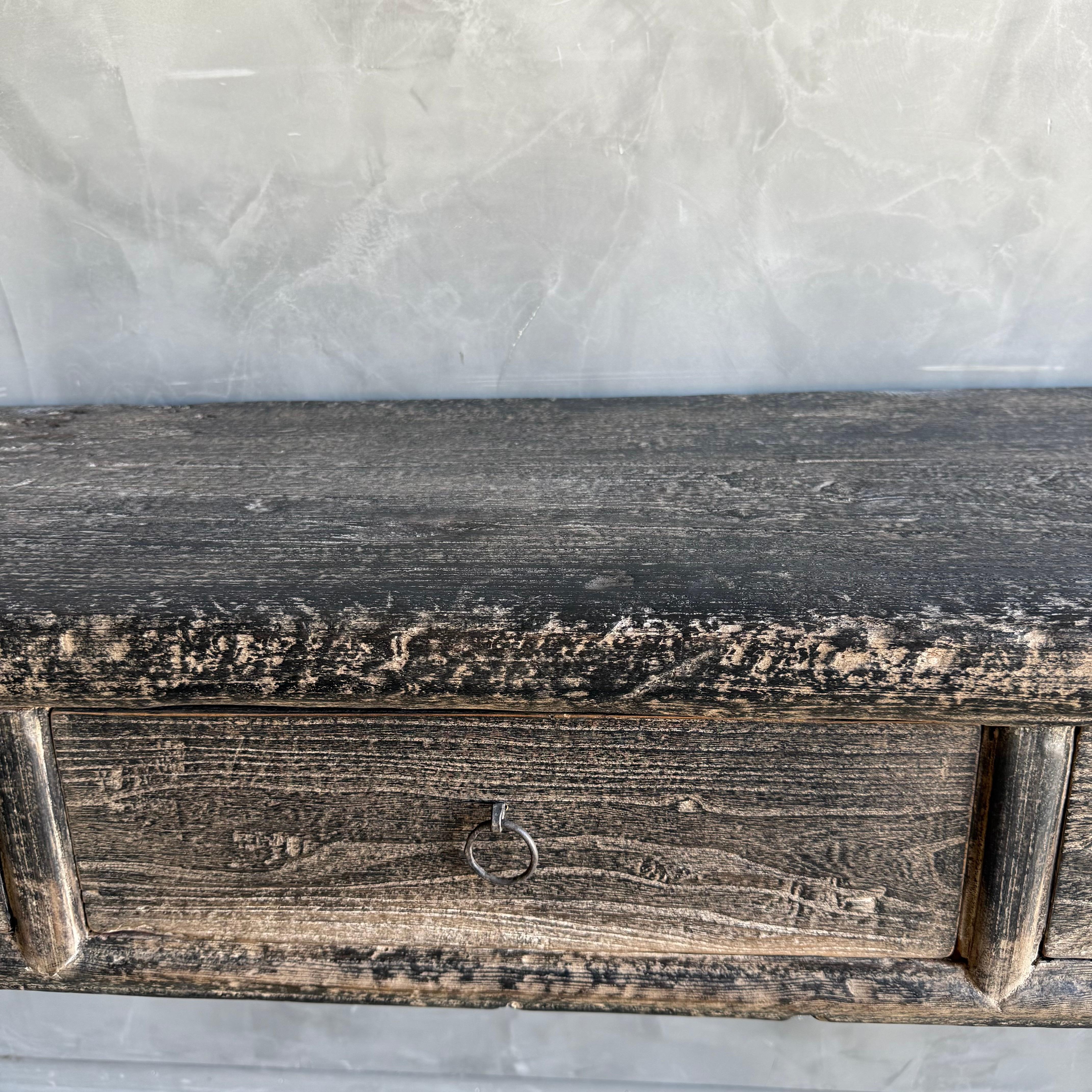 20th Century Vintage Painted Elm Wood Console Table with Drawers 73