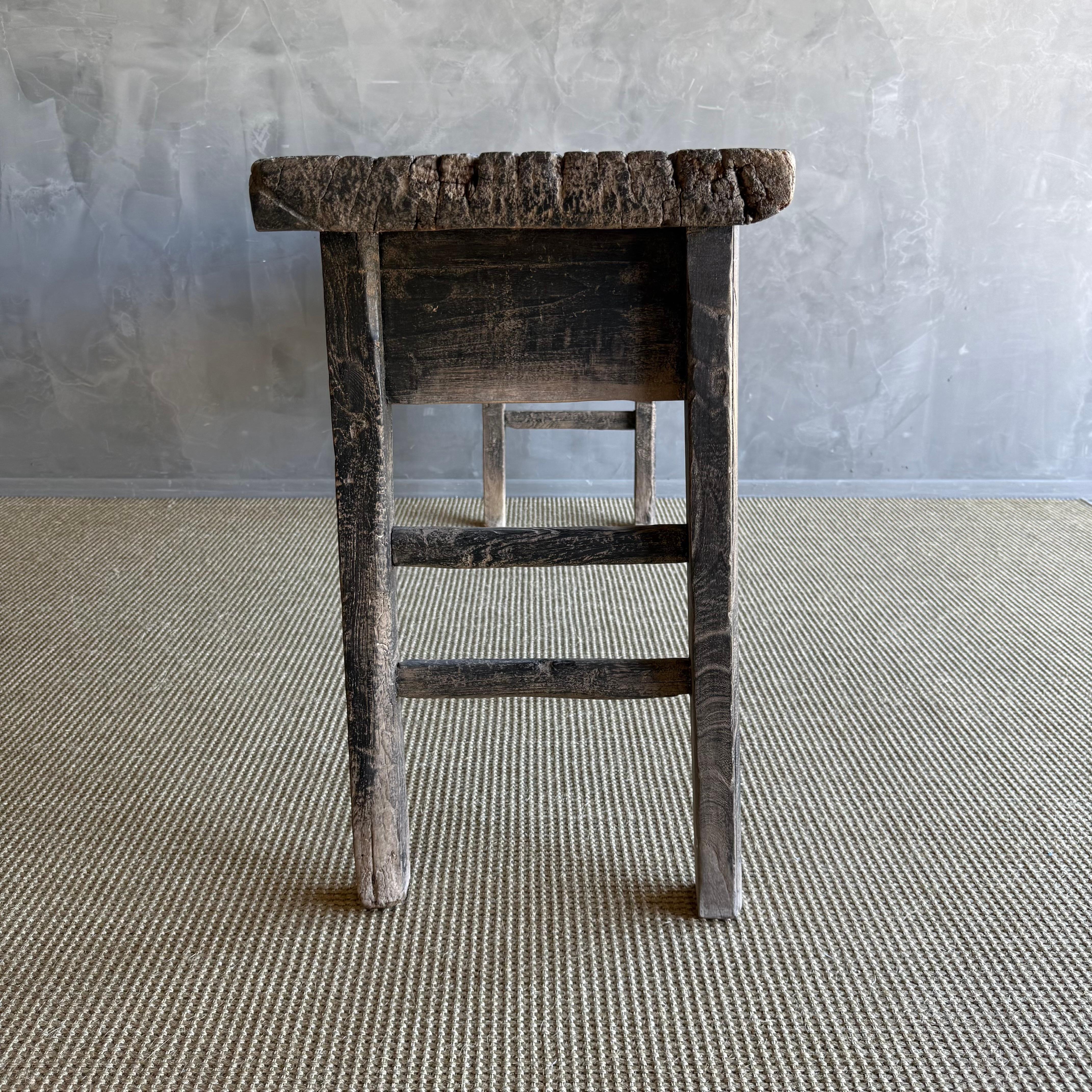 Vintage Painted Elm Wood Console Table with Drawers 73