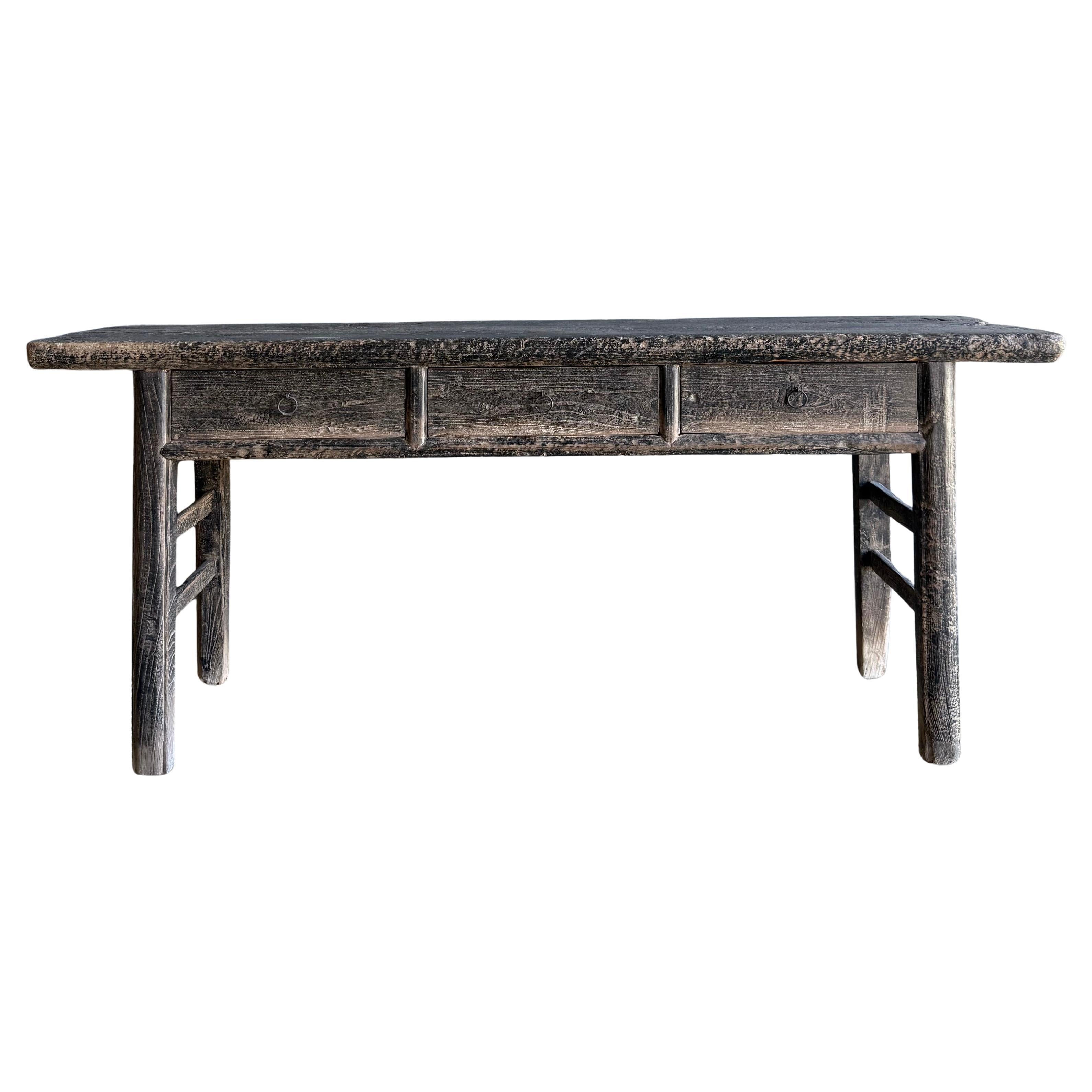 Vintage gemalt Ulme Wood Konsolentisch mit Schubladen 73"