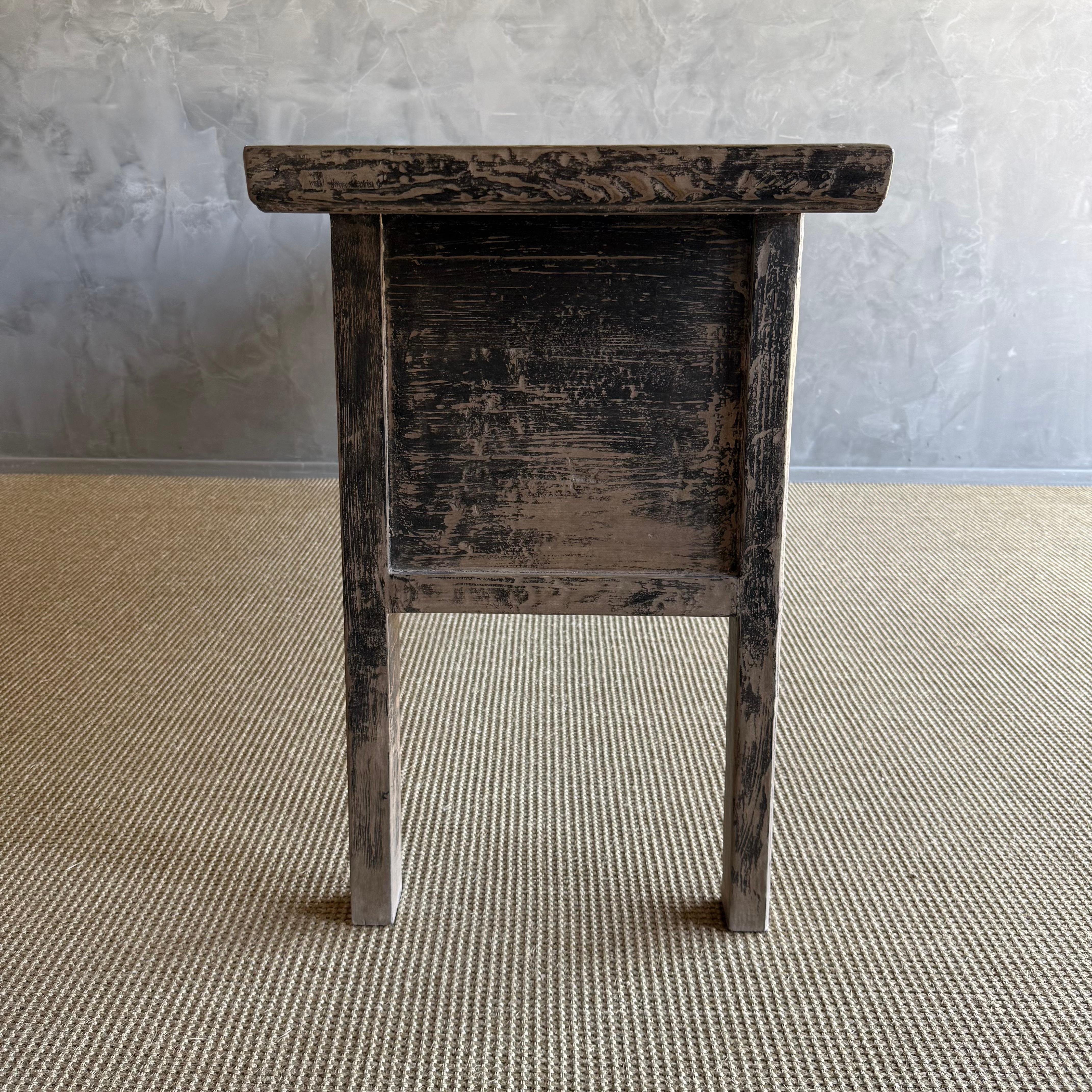 Vintage Painted Elm Wood Console Table with Drawers 84.5