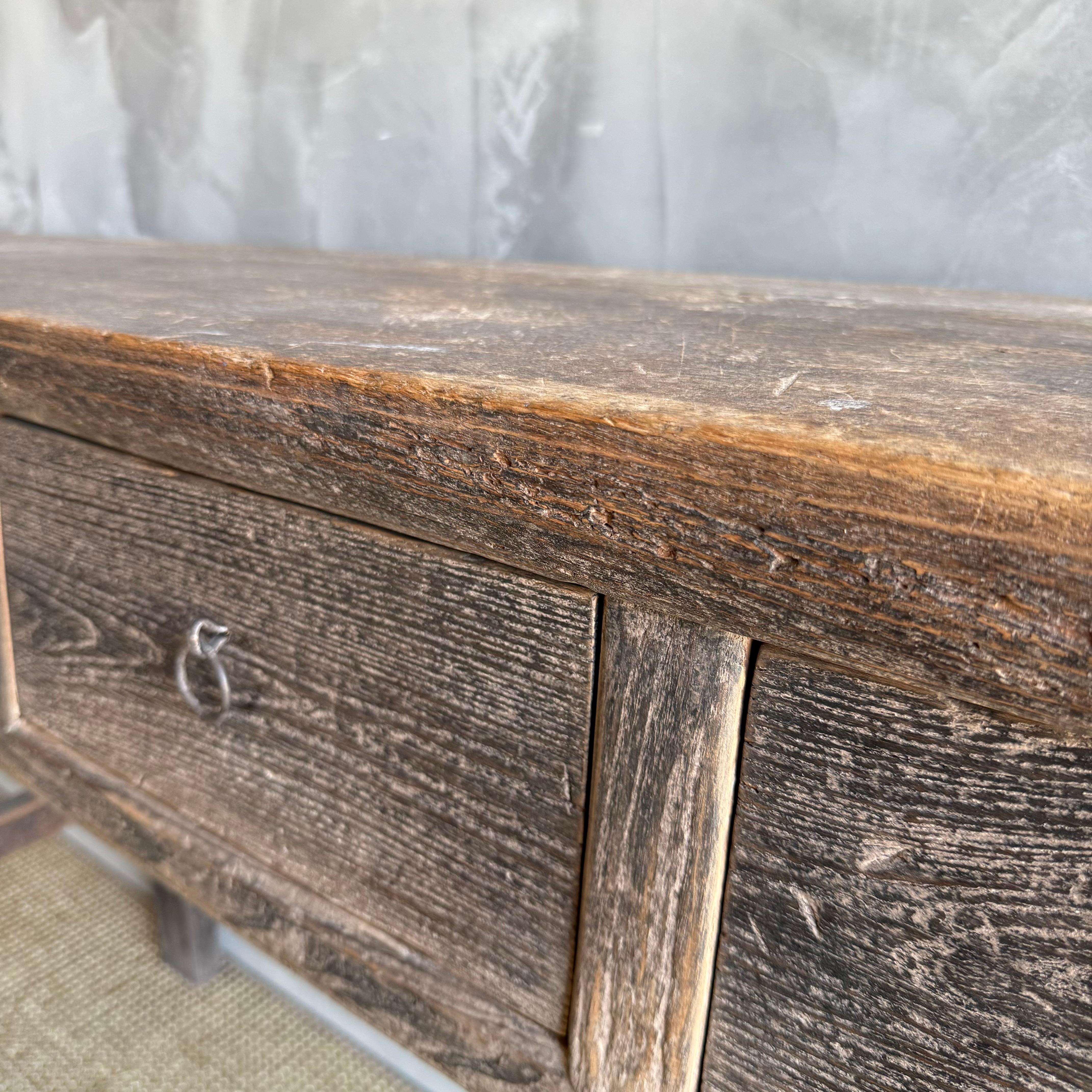 20th Century Vintage Painted Elm Wood Console Table with Drawers 84.5