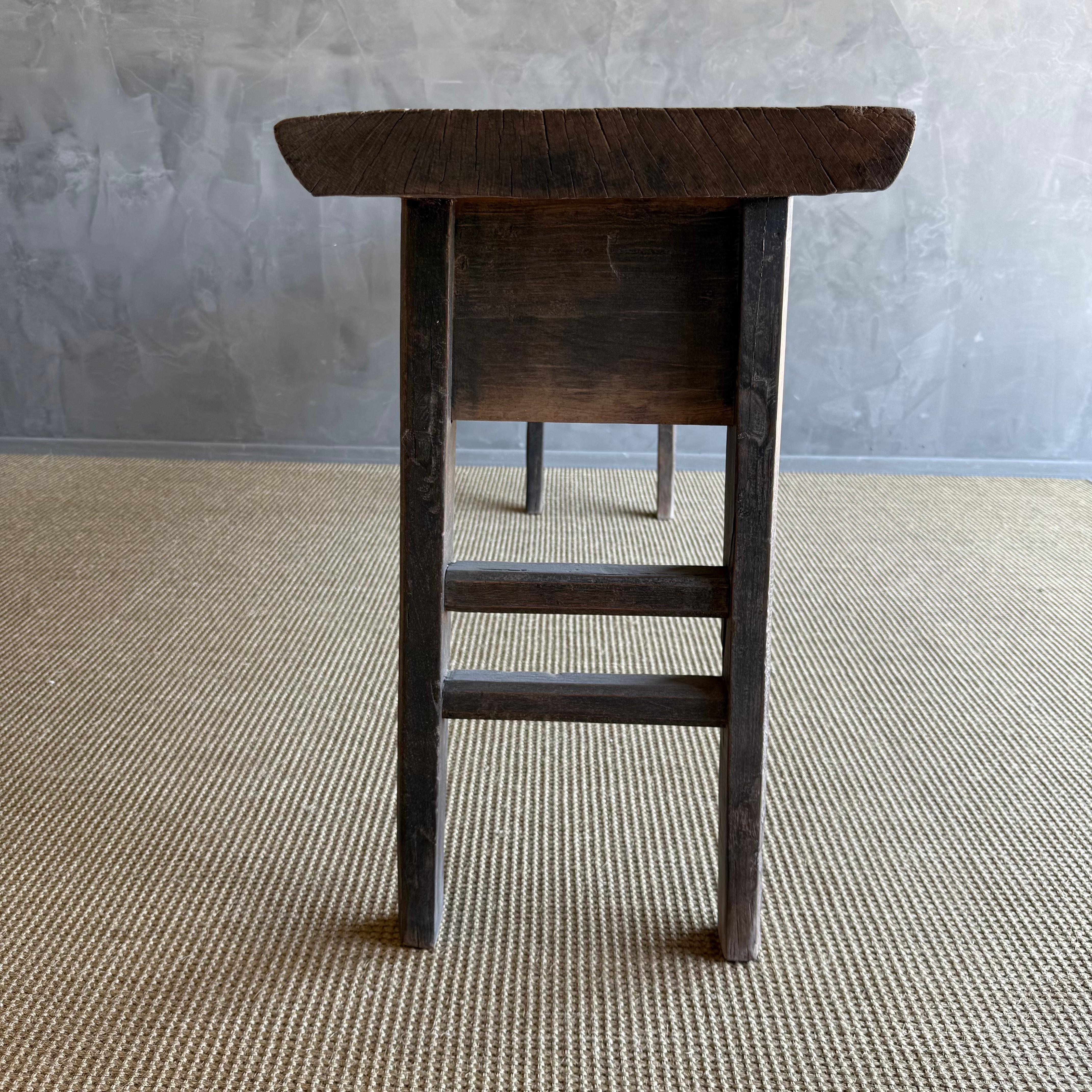 Vintage Painted Elm Wood Console Table with Drawers 84.5