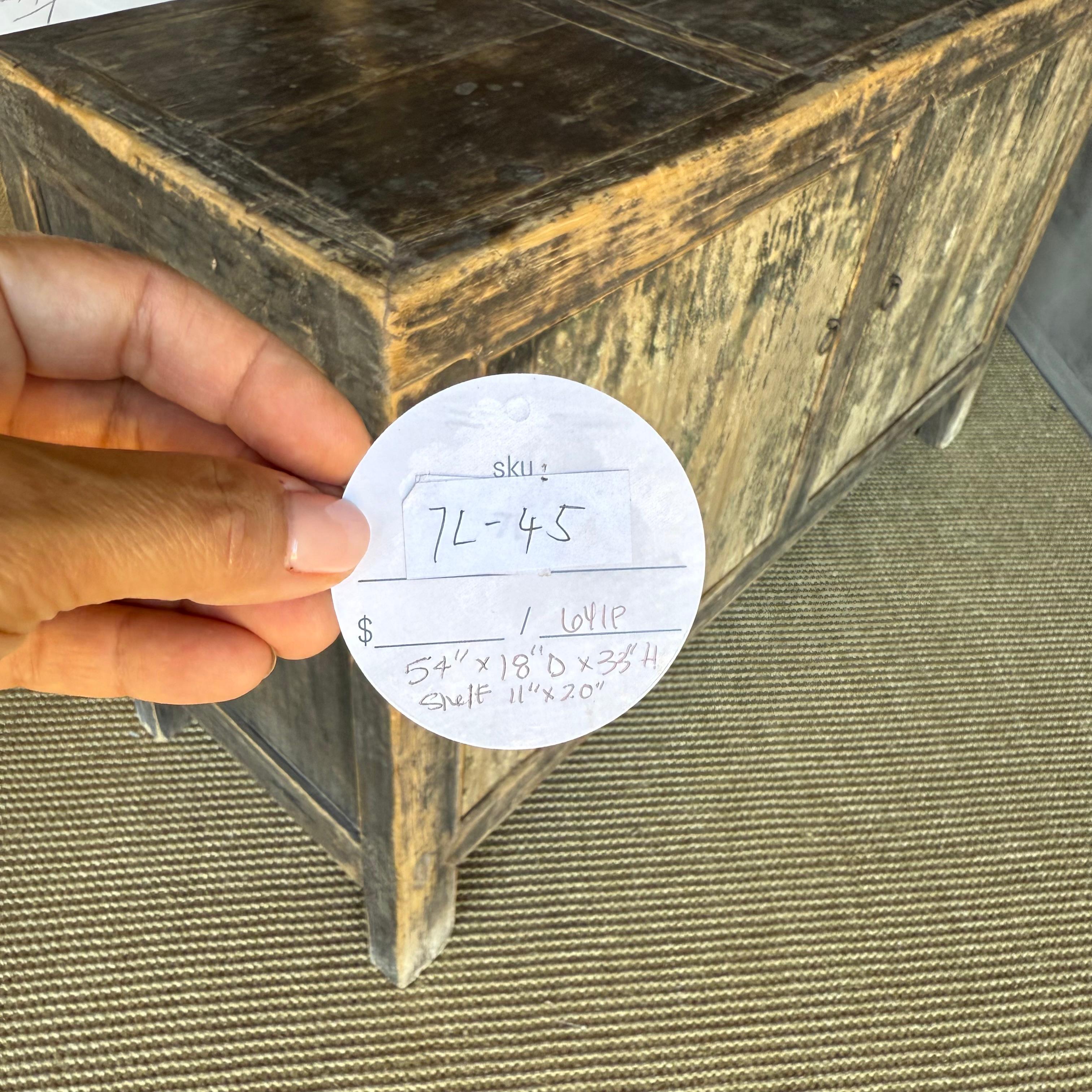 Console Vintage en bois d'orme peint avec tiroirs en vente 6