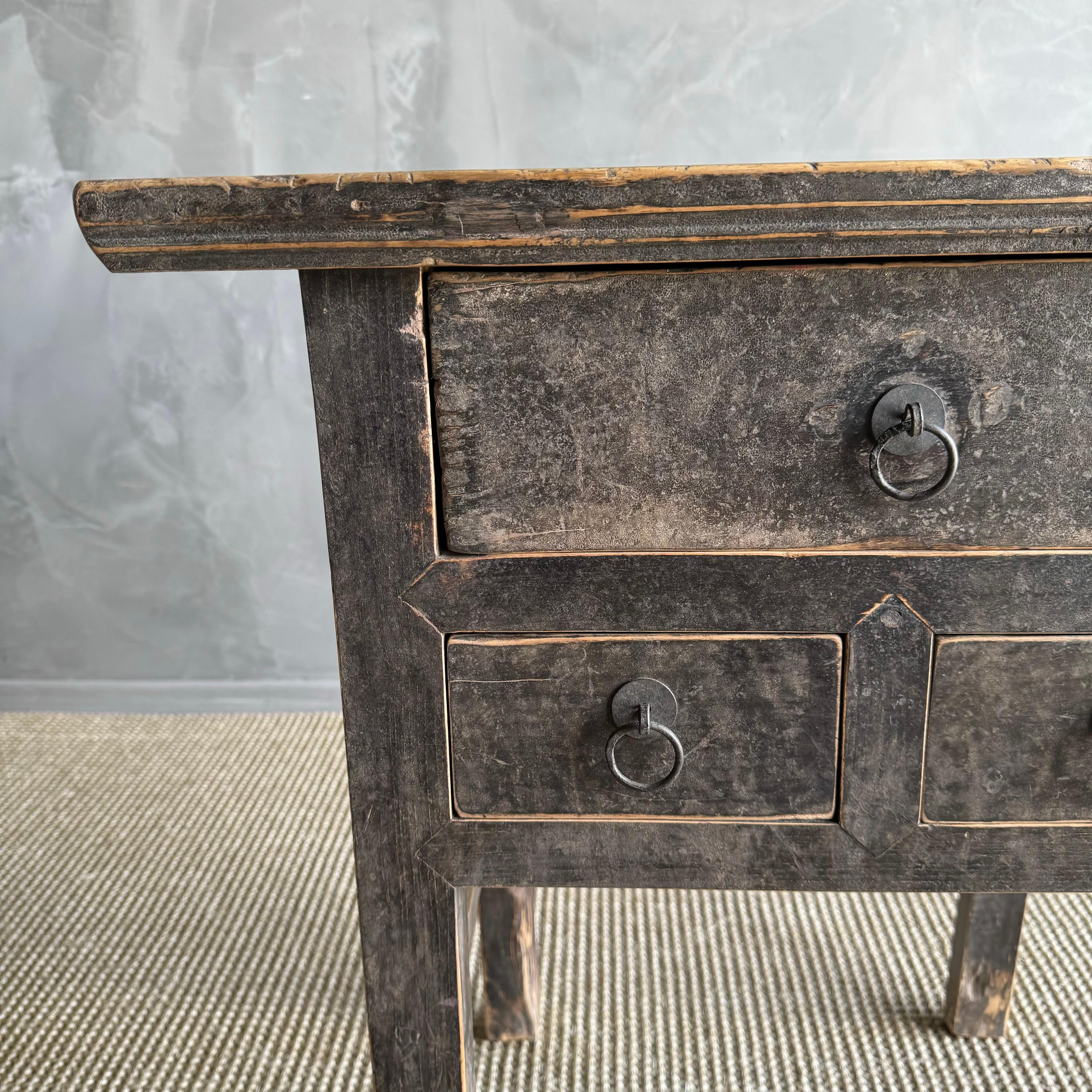 Vintage gemalt Ulme Wood Schublade Konsole (Ulmenholz) im Angebot