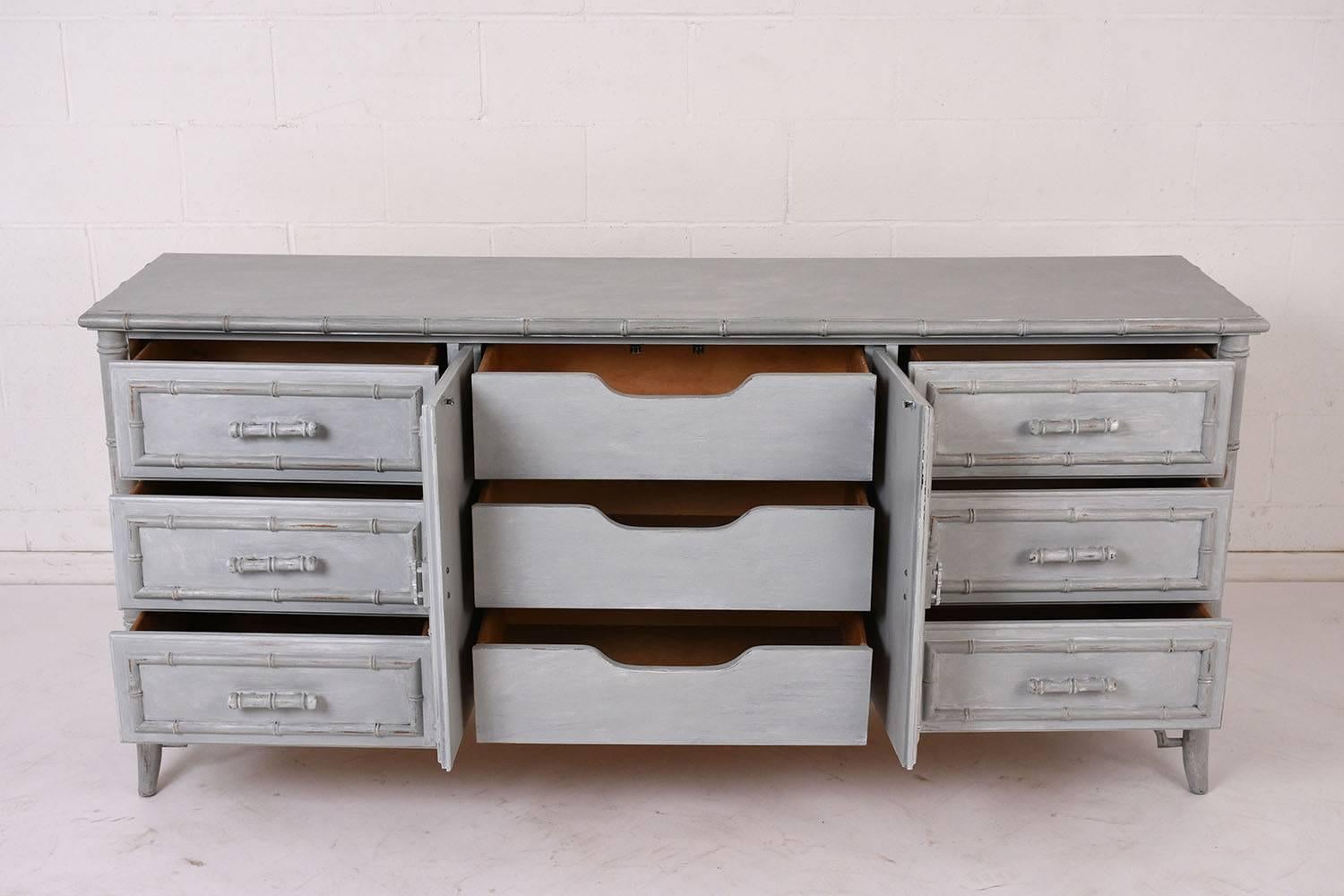 Modern Vintage Painted Faux Bamboo Chest of Drawers