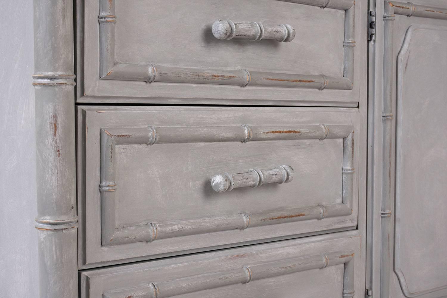 20th Century Vintage Painted Faux Bamboo Chest of Drawers