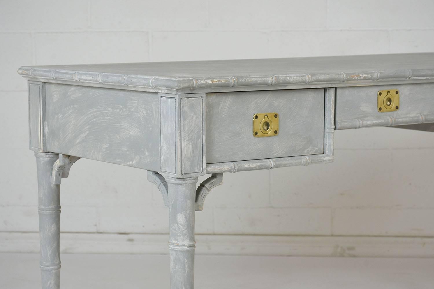 Vintage Painted Faux Bamboo Desk 2