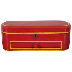 Vintage Painted Folk Art Locking Wood Jewelry Trinket Keepsake Storage Box