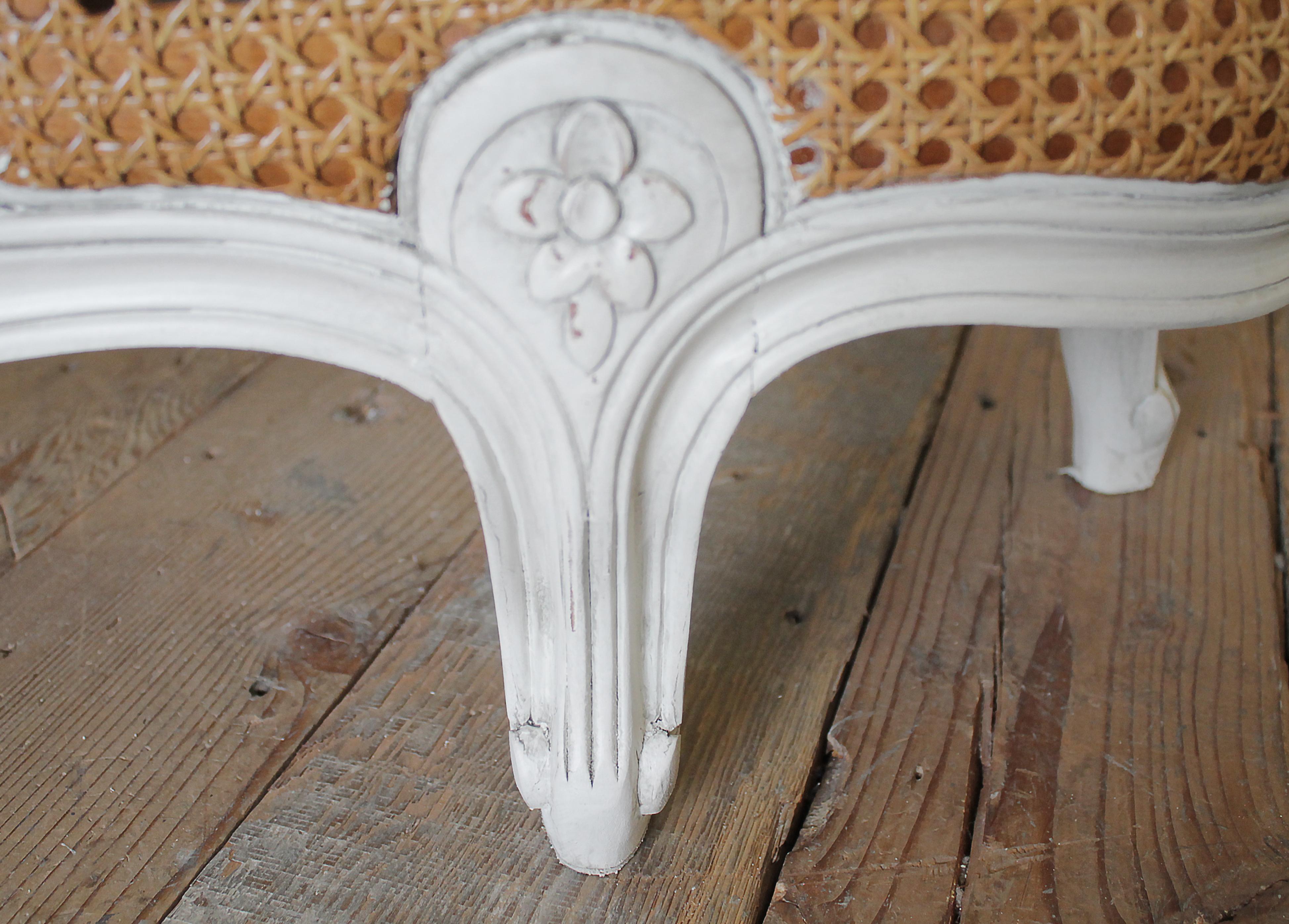 Vintage Painted French Cane Daybed 5