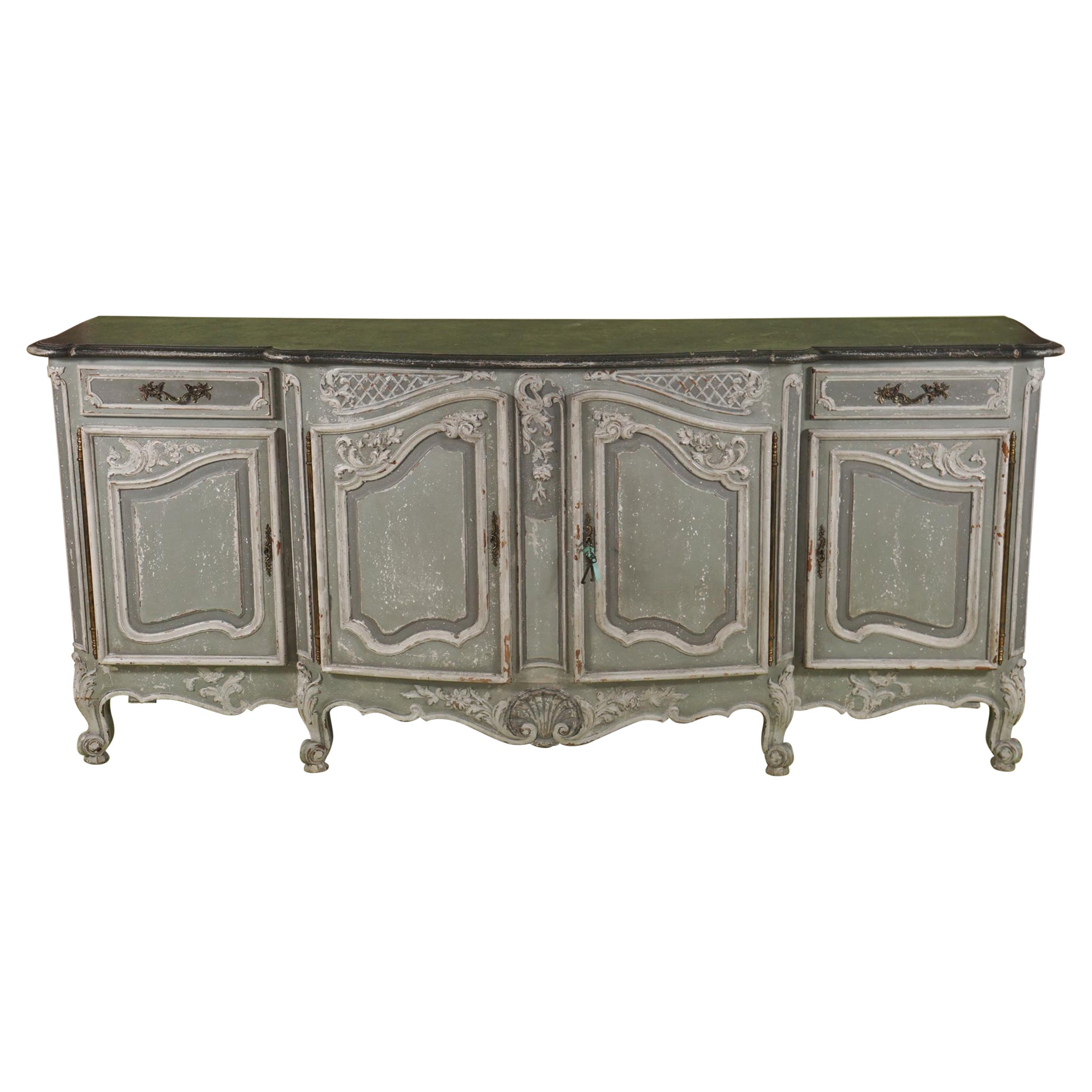 Server Enfilade vintage dipinto in stile rustico francese