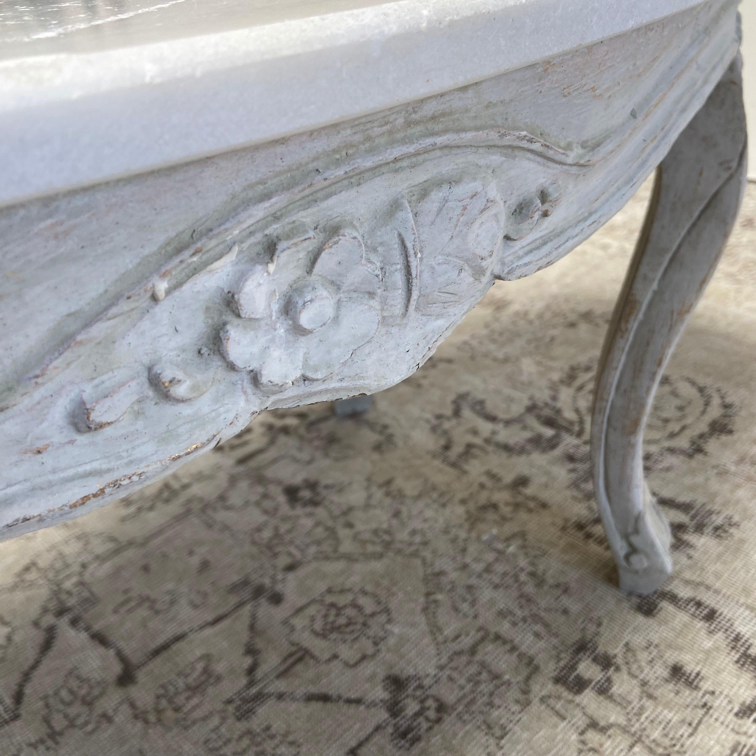 Vintage Painted French Style Table with Marble Top 6
