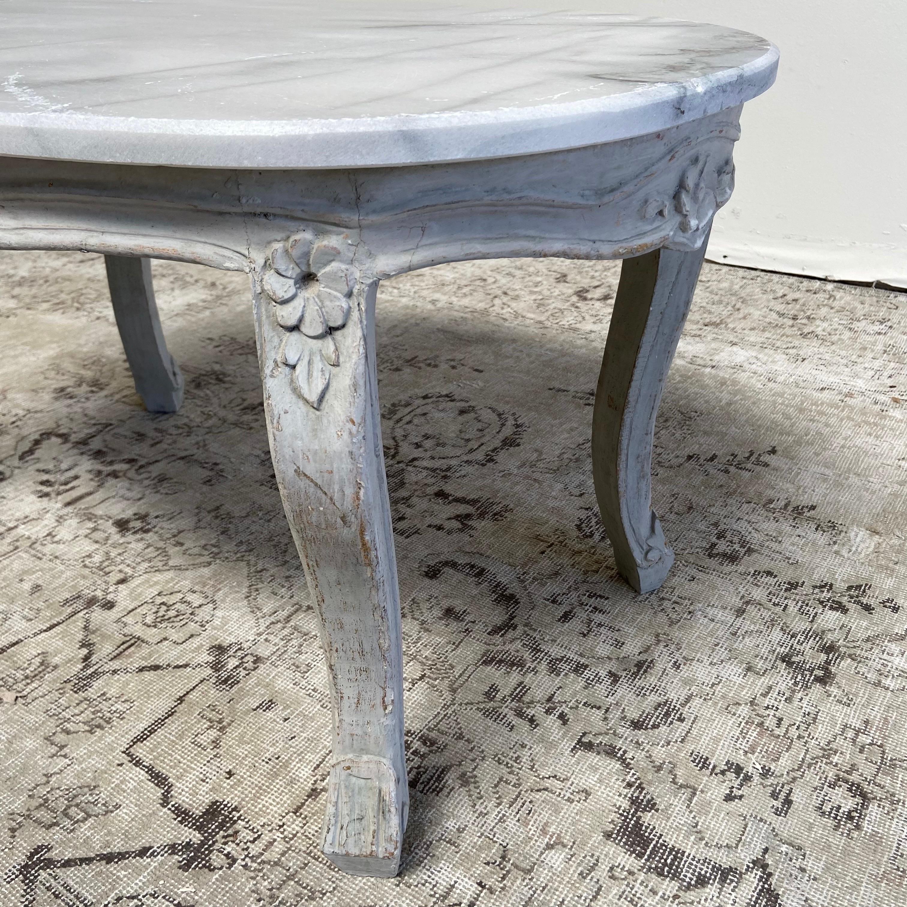 20th Century Vintage Painted French Style Table with Marble Top