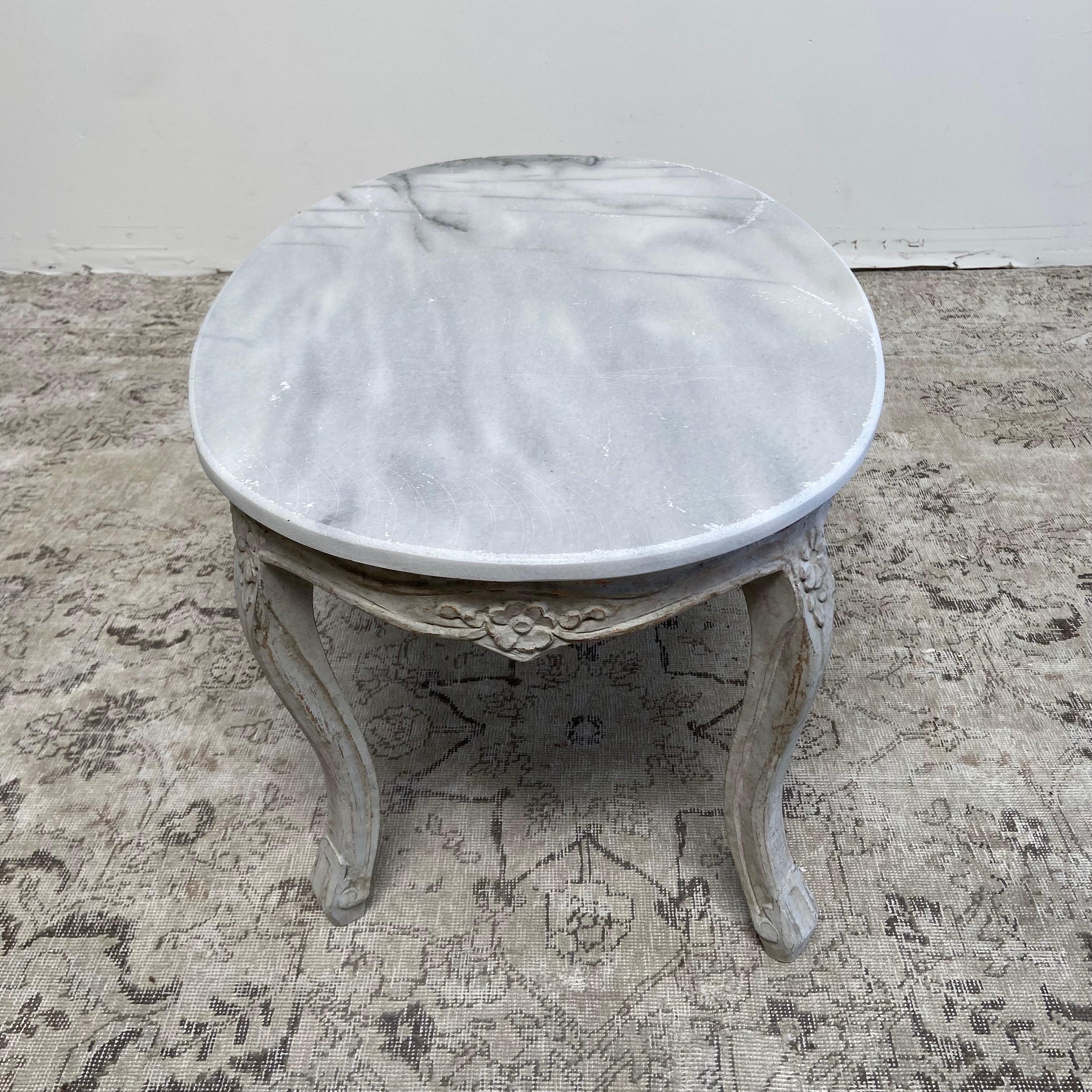 Vintage Painted French Style Table with Marble Top 1