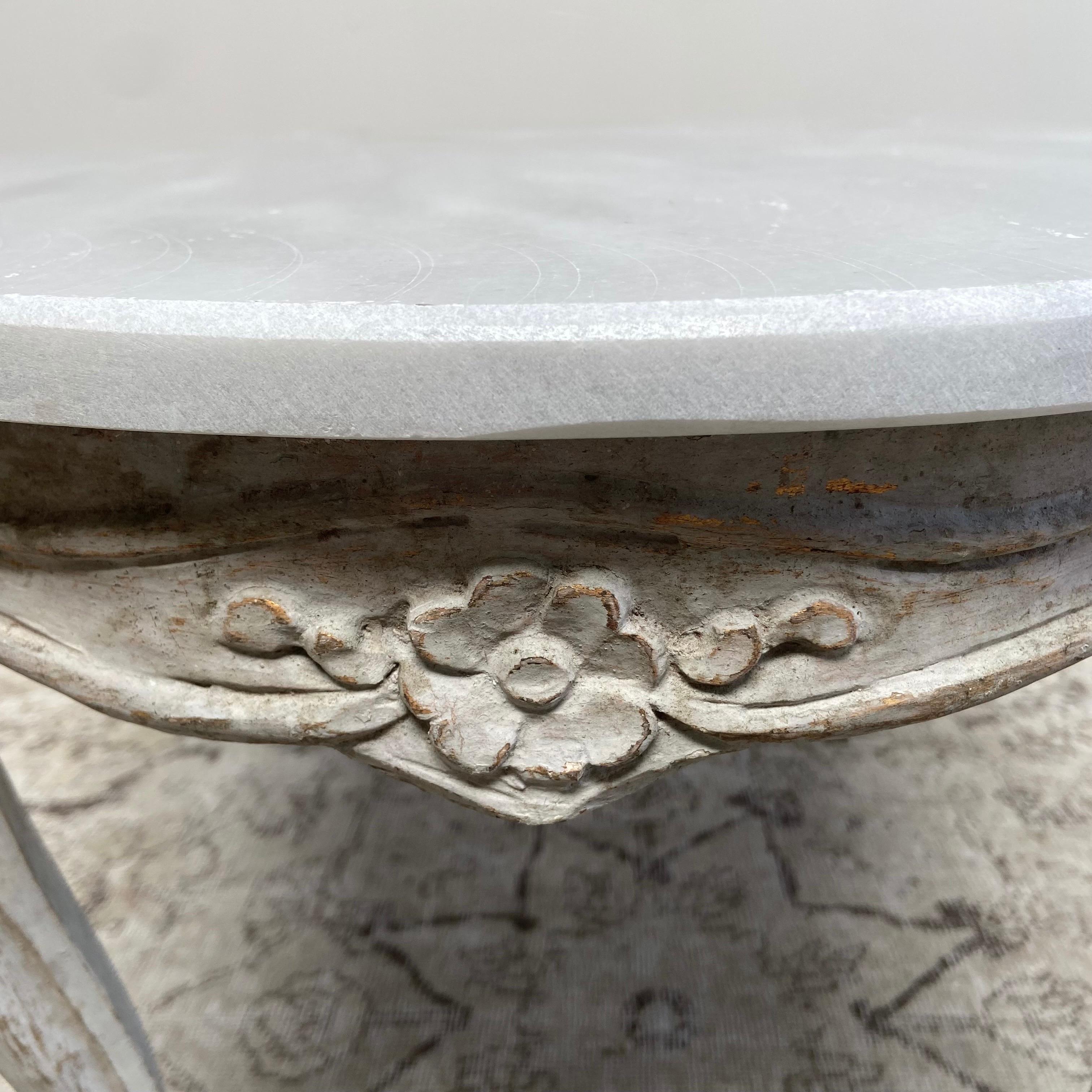 Vintage Painted French Style Table with Marble Top 2