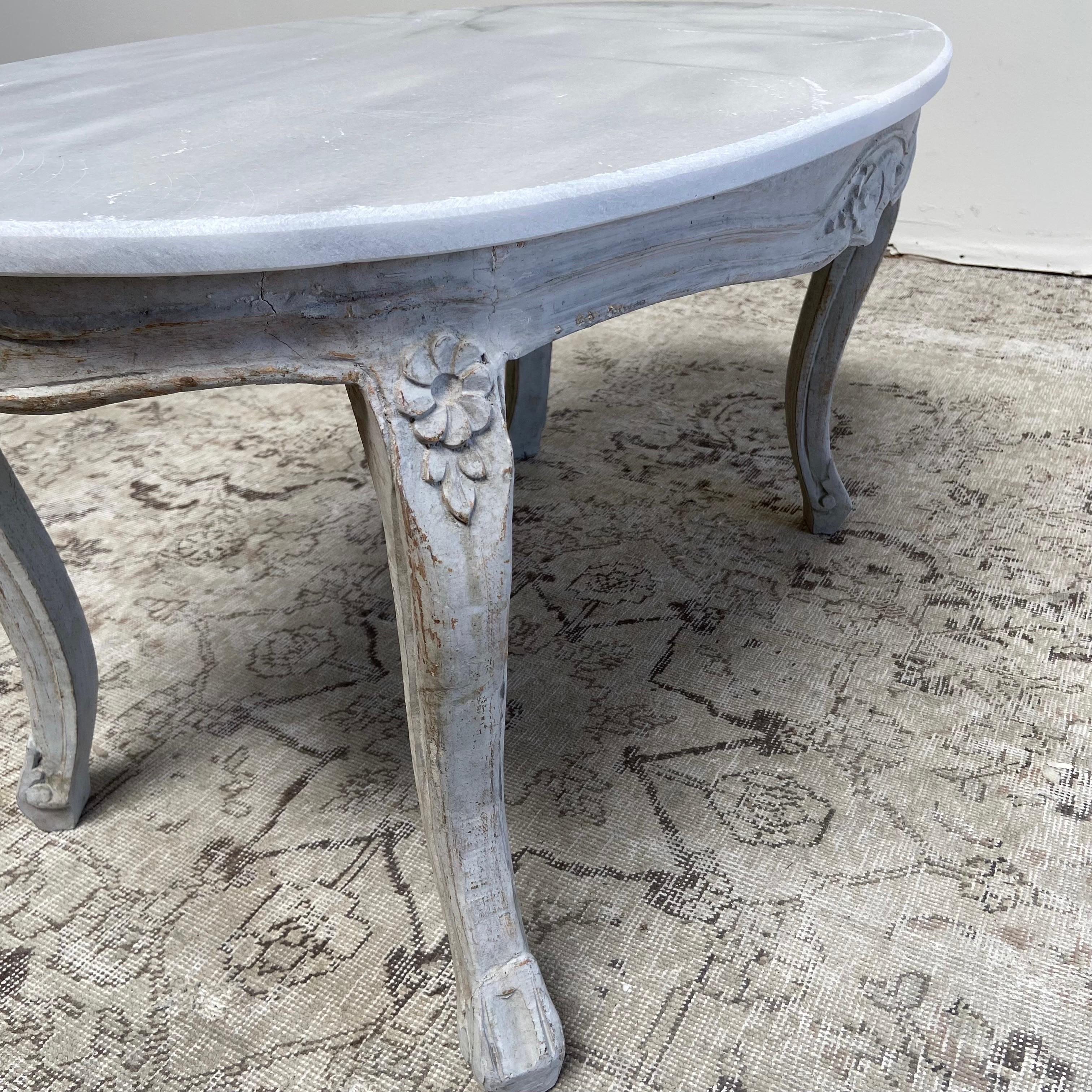 Vintage Painted French Style Table with Marble Top 5