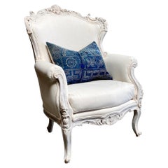 Vintage Painted French Style Wing Back Bergere Chair