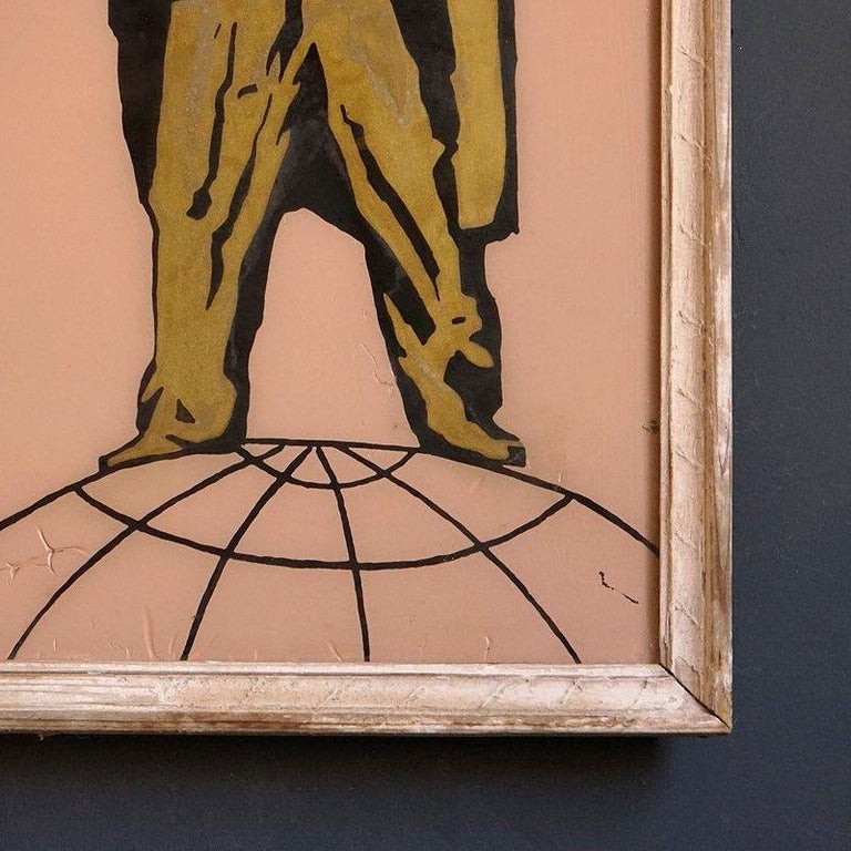Vintage Painted Glass Lenin Soviet Political Propaganda Painting For ...