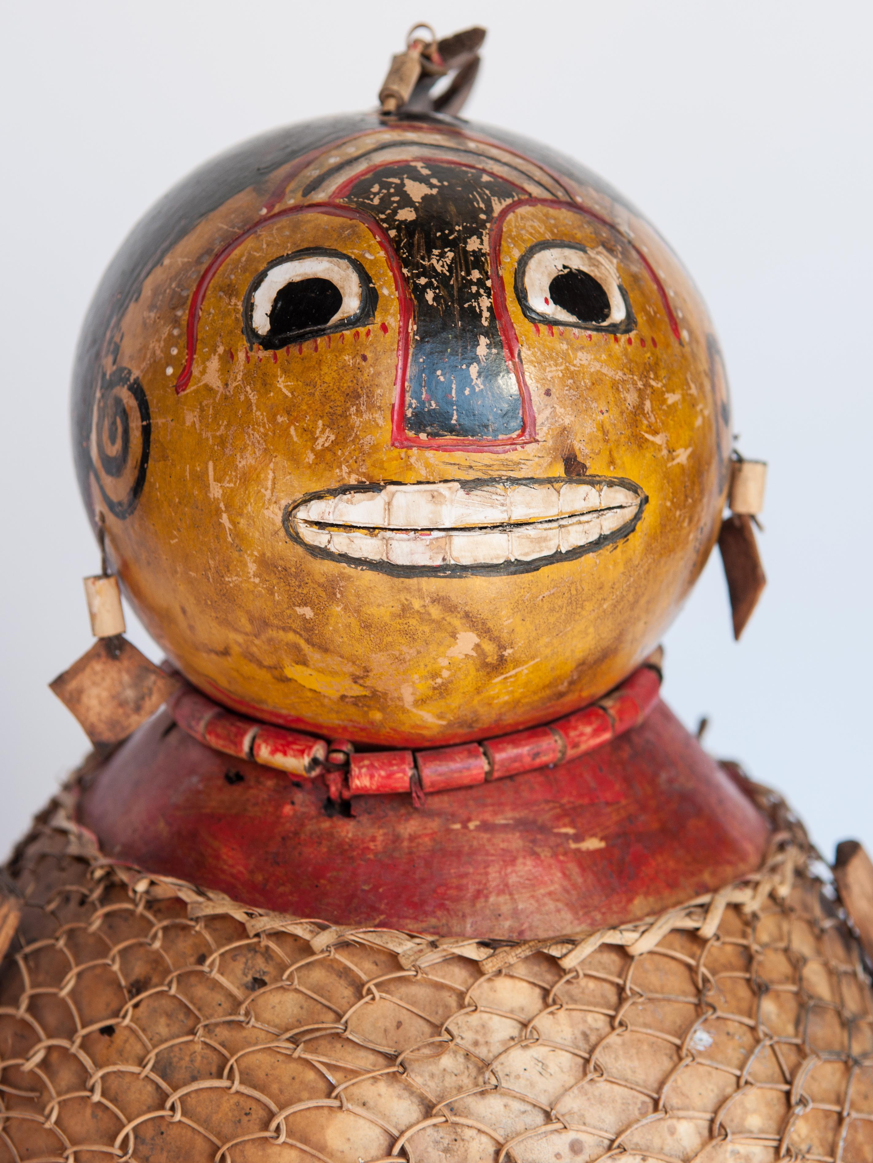 Vintage Painted Gourd Couple, Folk Art from Lombok, Indonesia, Late 20th Century 4