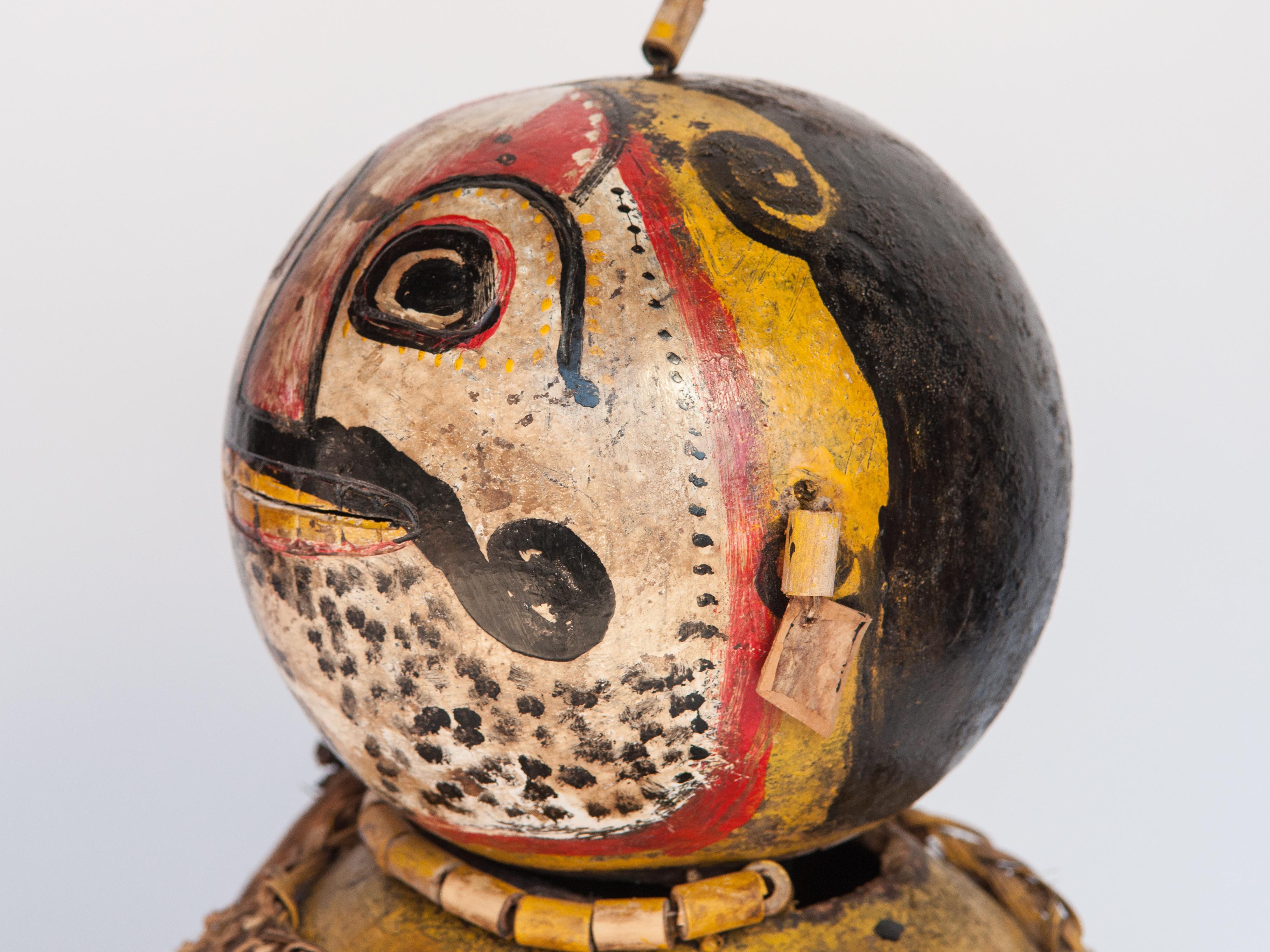 Vintage Painted Gourd Couple, Folk Art from Lombok, Indonesia, Late 20th Century 14