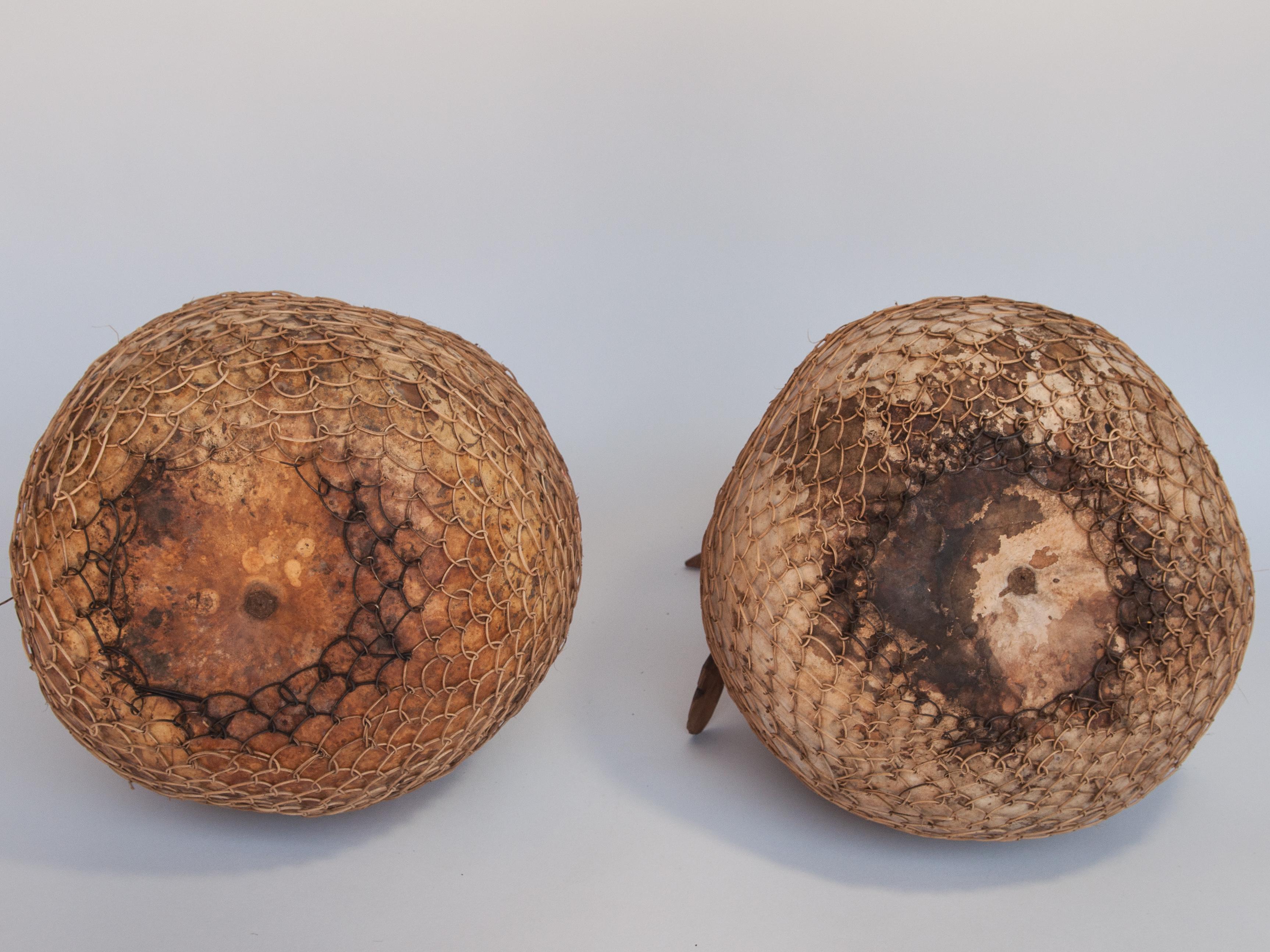 Vintage Painted Gourd Couple, Folk Art from Lombok, Indonesia, Late 20th Century 1