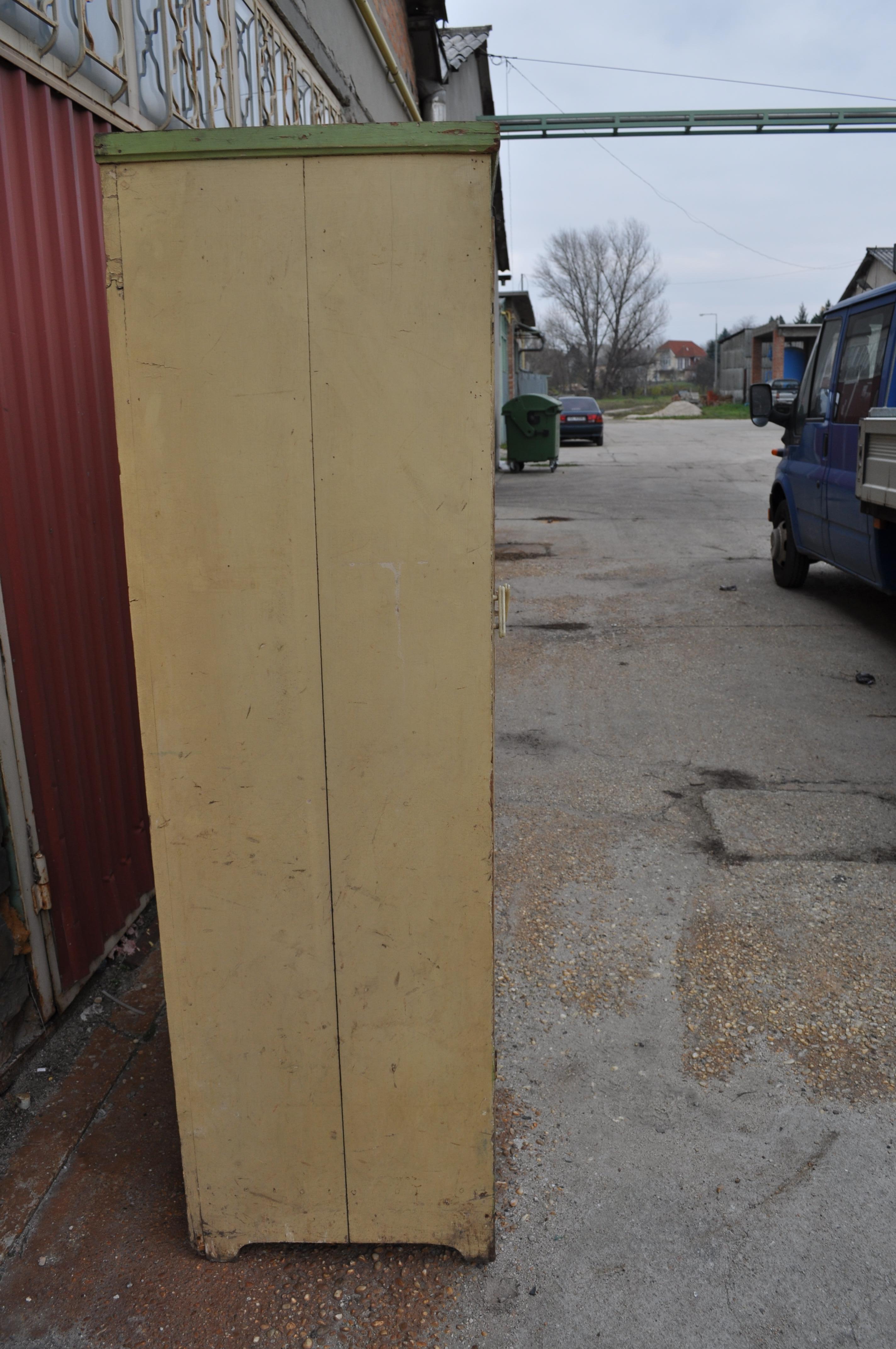 Double wardrobe Armoire. Good condition. Significant attractive distress to the old paint. It is very charming.