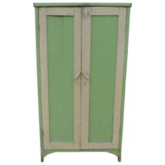 Antique Painted Green Wardrobe Armoire